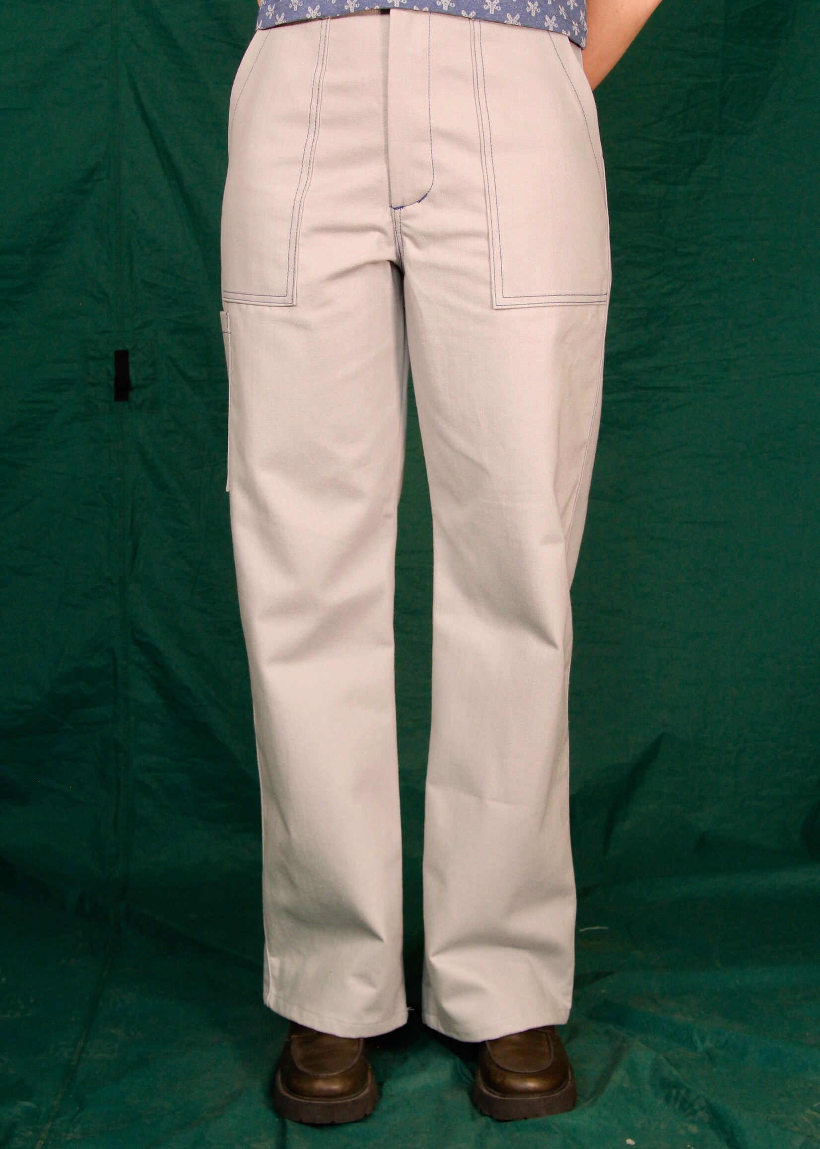 Studio Citizen Studio Citizen Carpenter Pants in Cloud Blue Bull Denim w/ Blue Top Stitch