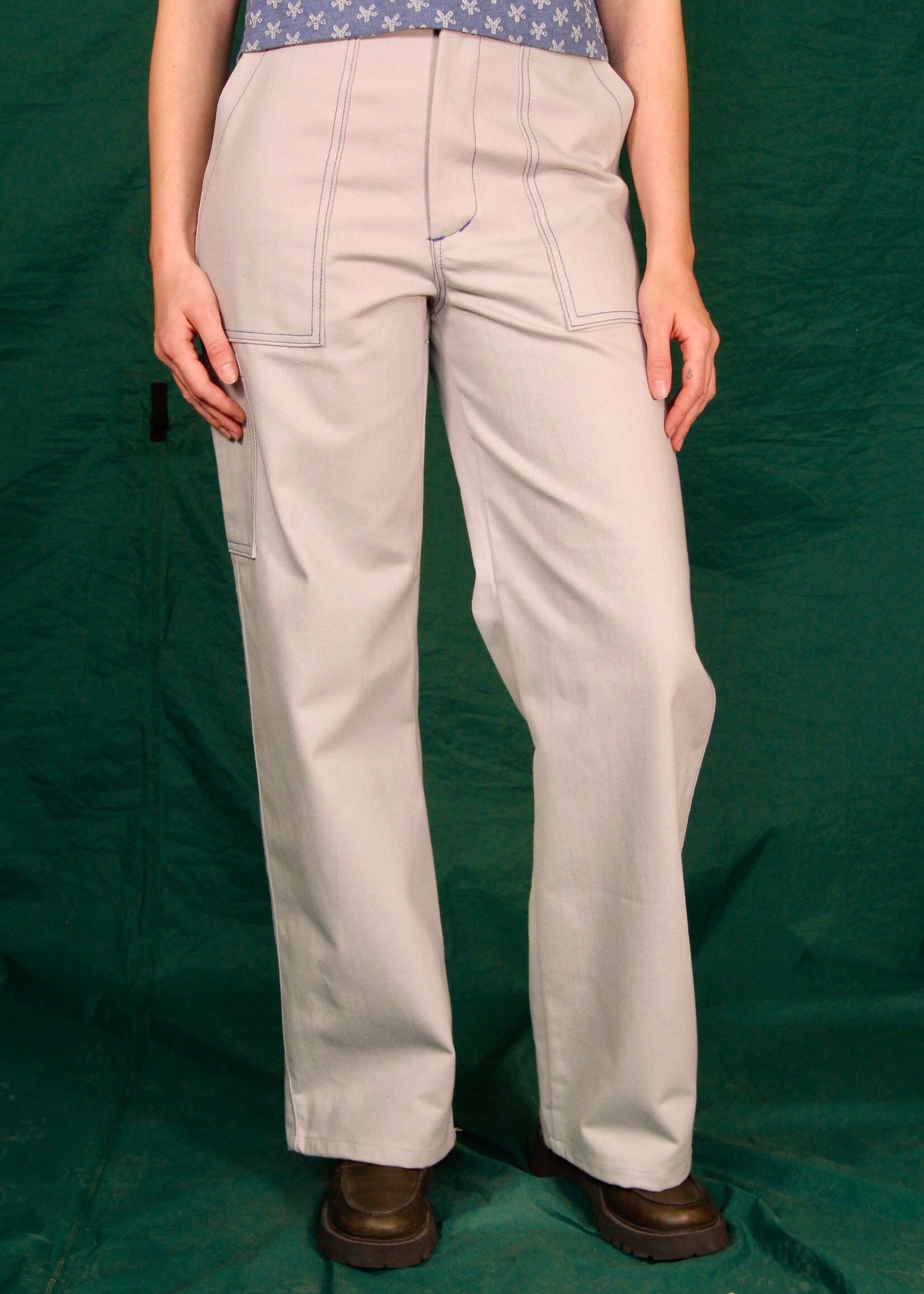 Studio Citizen Studio Citizen Carpenter Pants in Cloud Blue Bull Denim w/ Blue Top Stitch