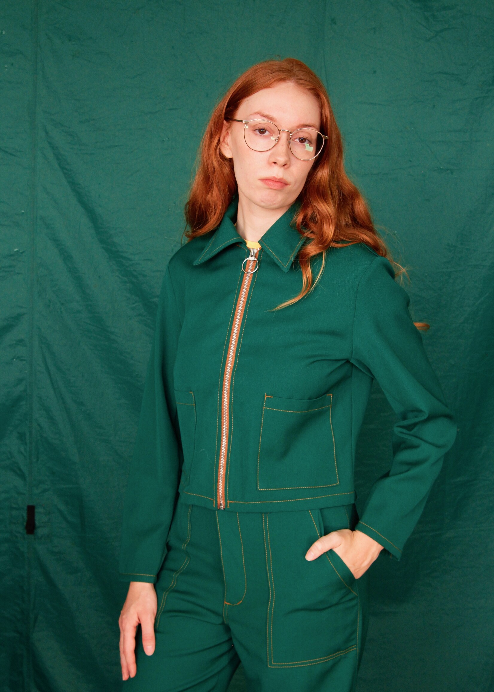 Studio Citizen Studio Citizen Zipper Jacket in Green Wool