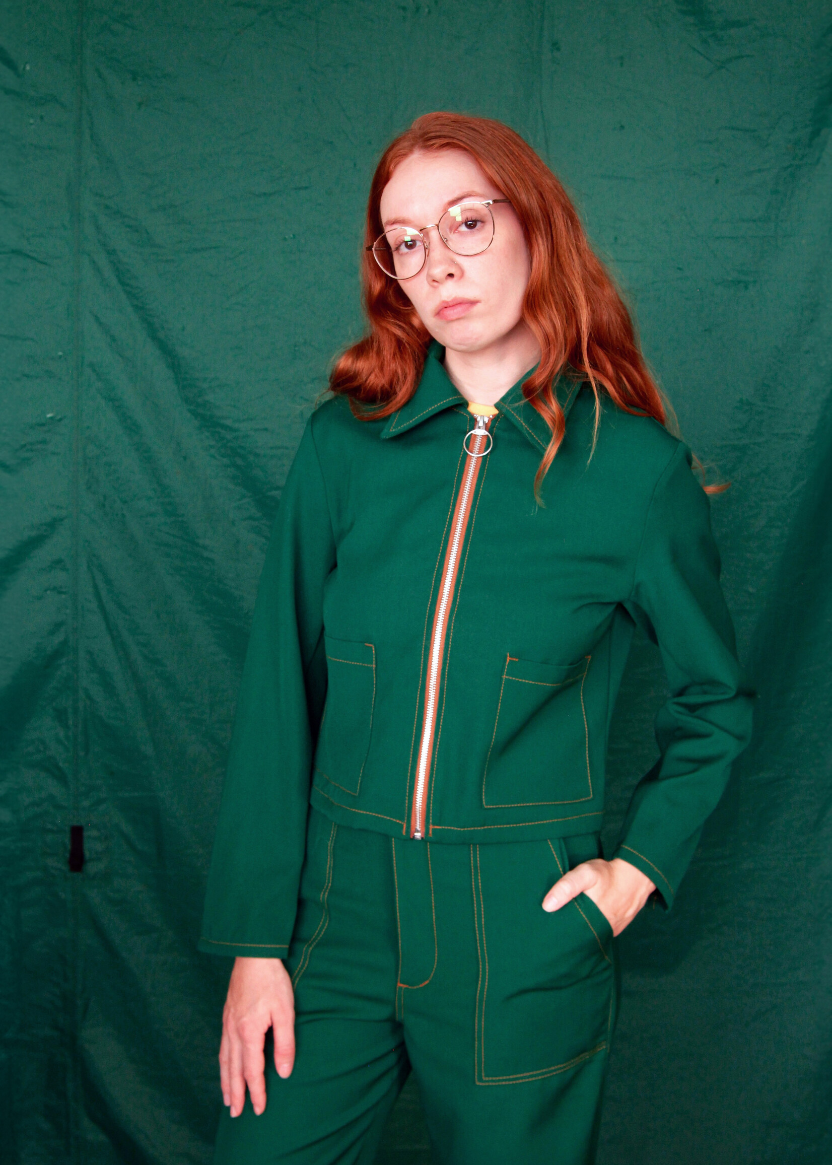 Studio Citizen Studio Citizen Zipper Jacket in Green Wool