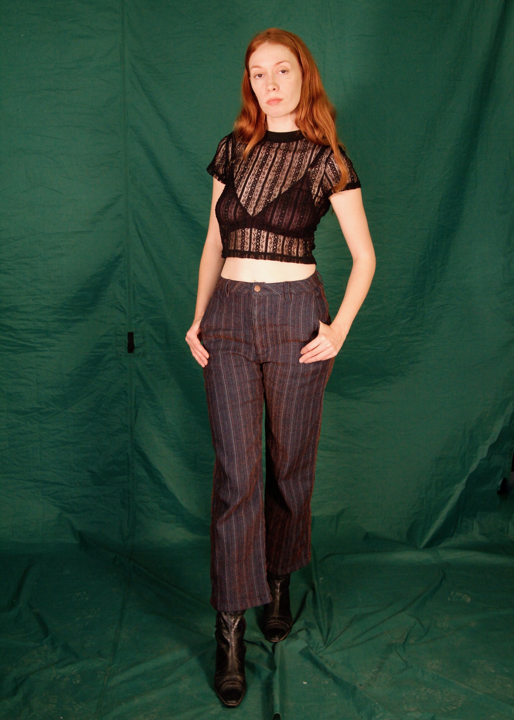 Studio Citizen Studio Citizen Straight Cut Pants  in Navy and Orange Iridescent