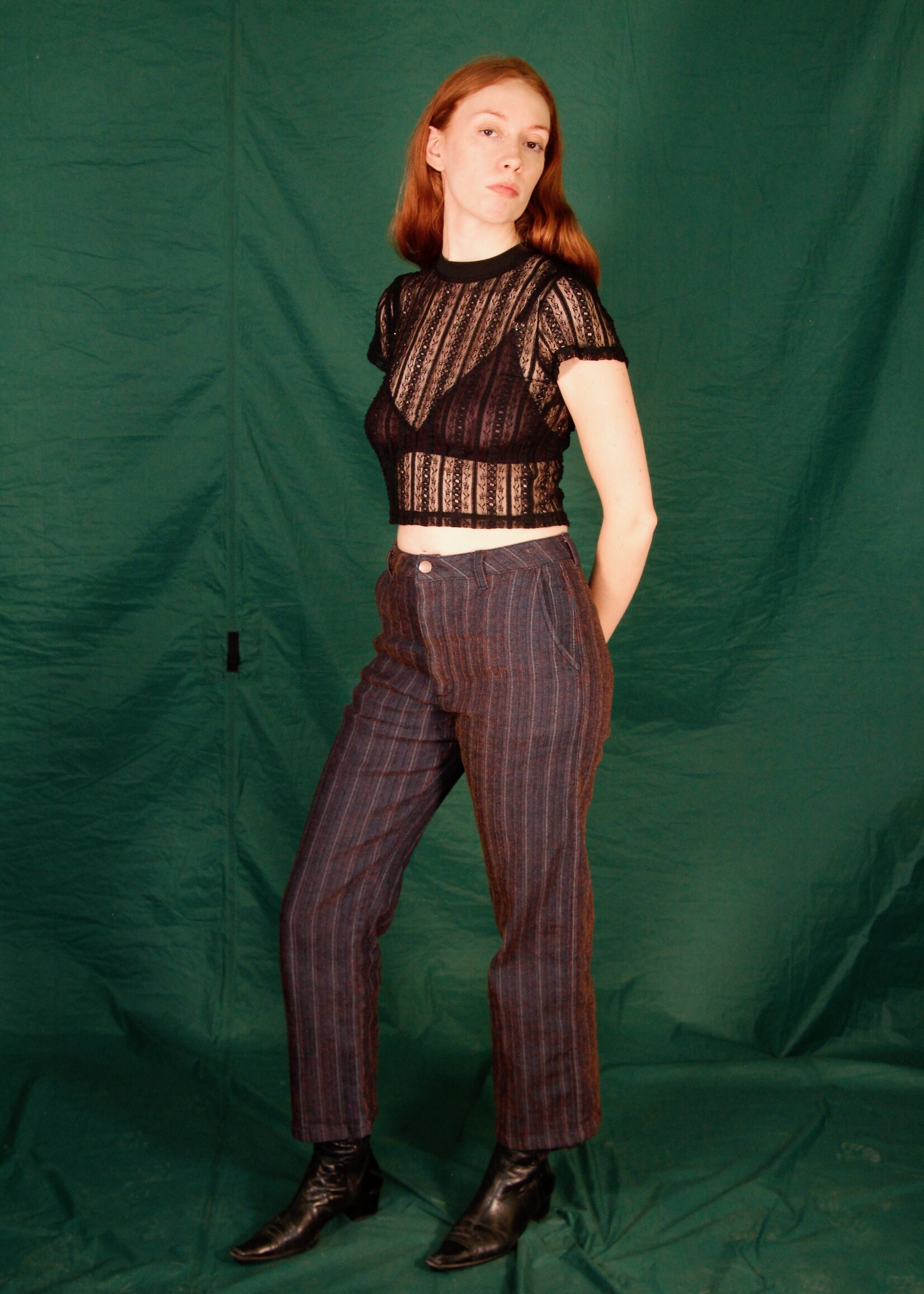 Studio Citizen Studio Citizen Straight Cut Pants  in Navy and Orange Iridescent