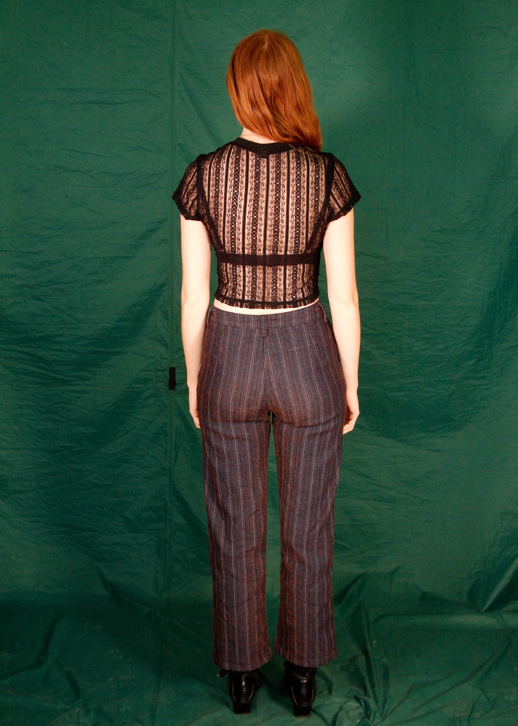 Studio Citizen Studio Citizen Straight Cut Pants  in Navy and Orange Iridescent