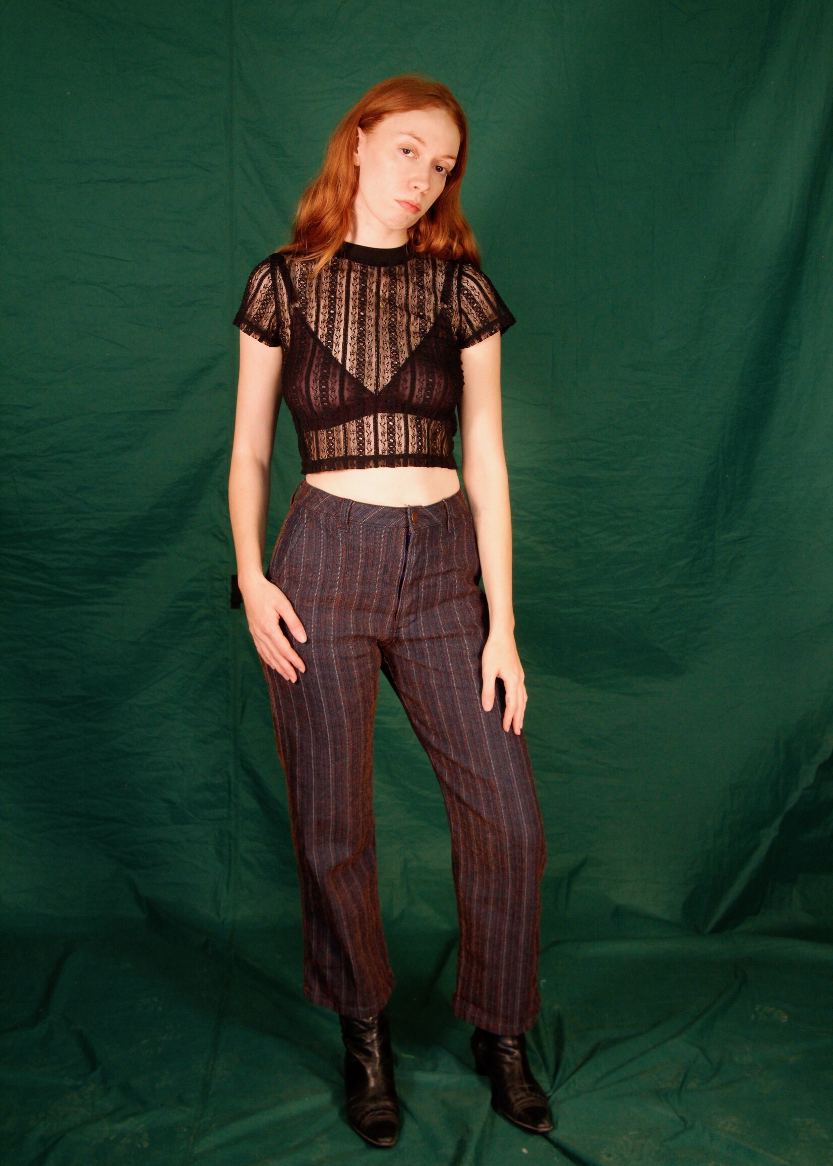 Studio Citizen Studio Citizen Baby Tee in Patterned Black Mesh