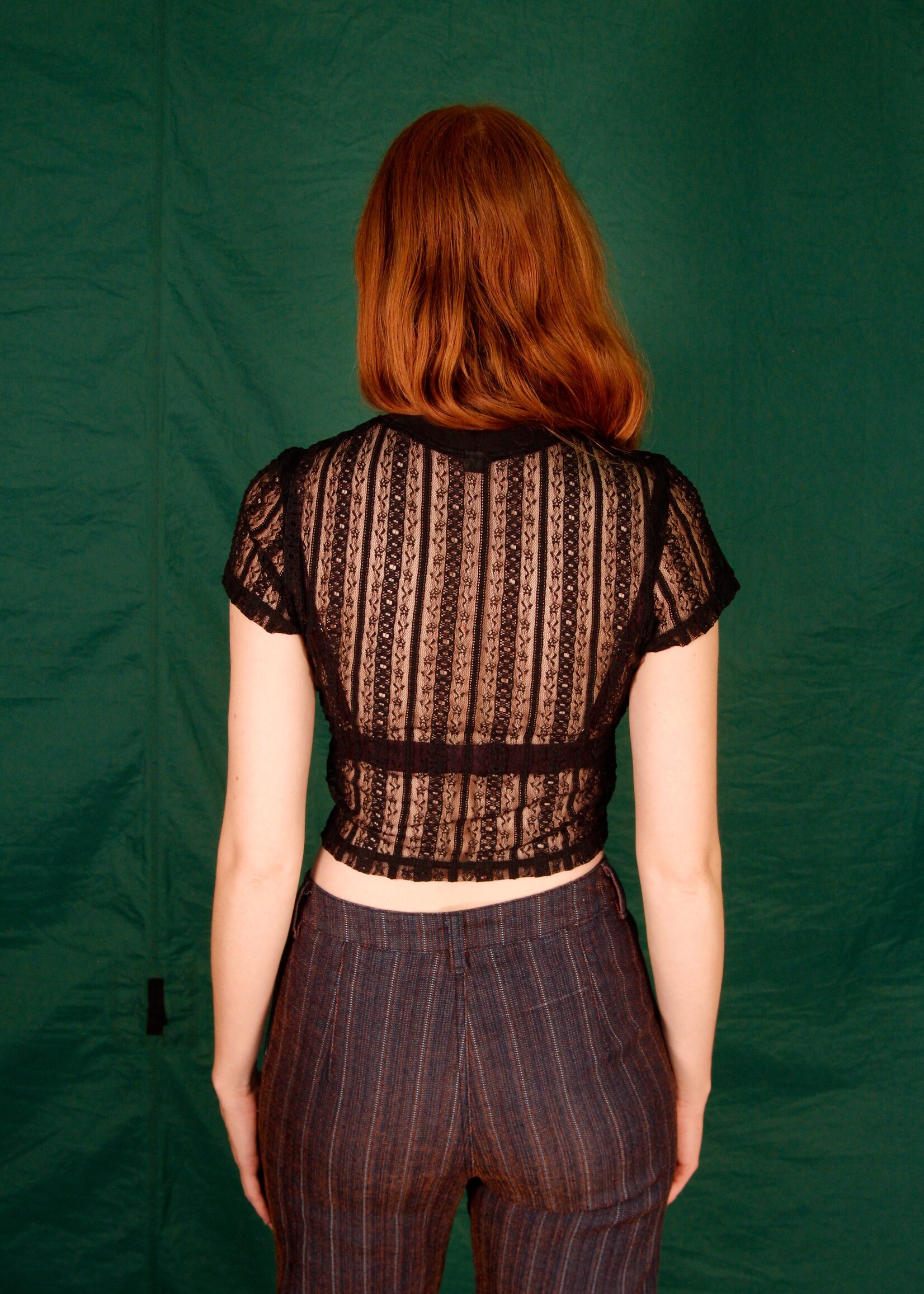 Studio Citizen Studio Citizen Baby Tee in Patterned Black Mesh