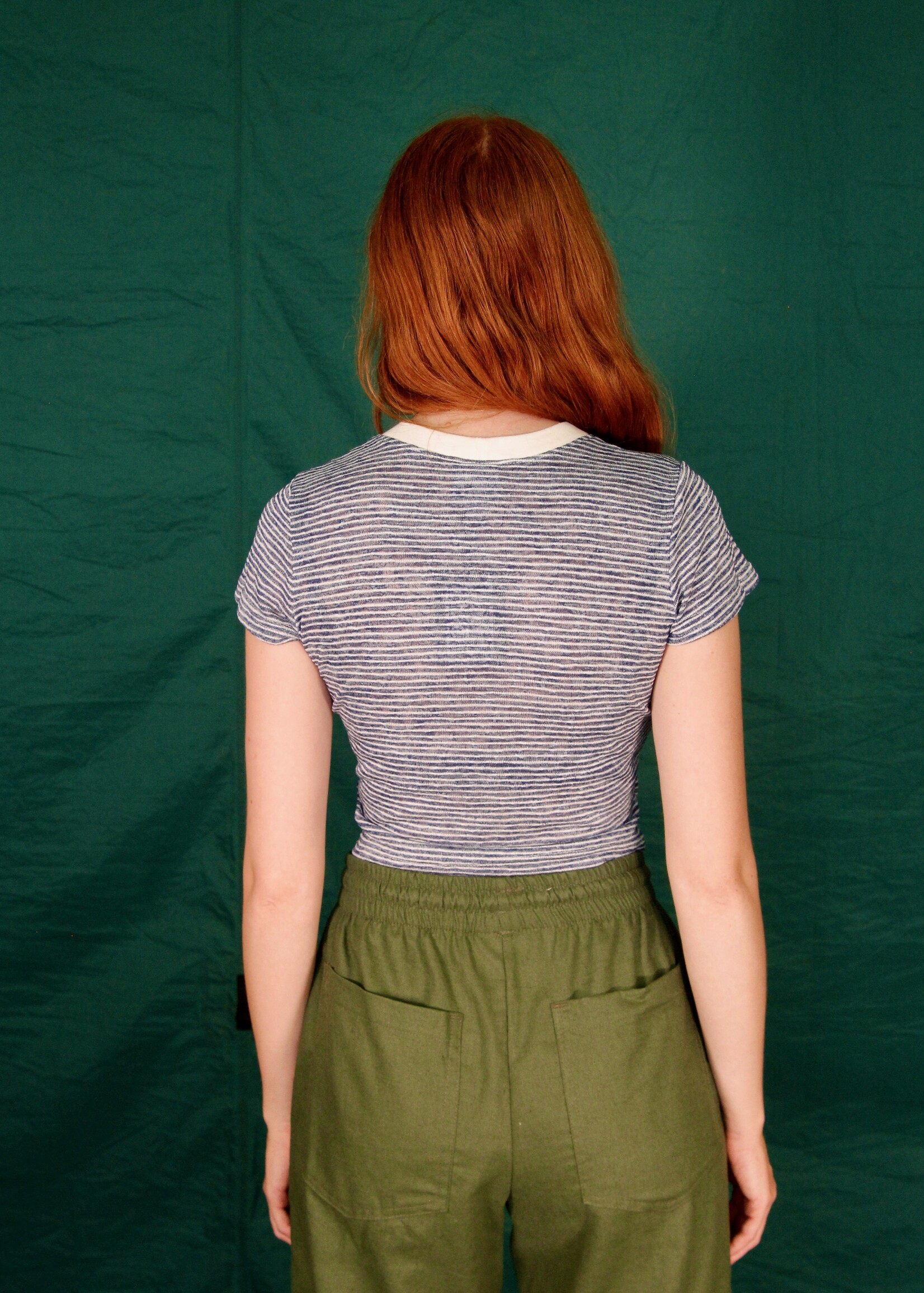 Studio Citizen Studio Citizen Baby Tee in Blue and White Knit Stripe