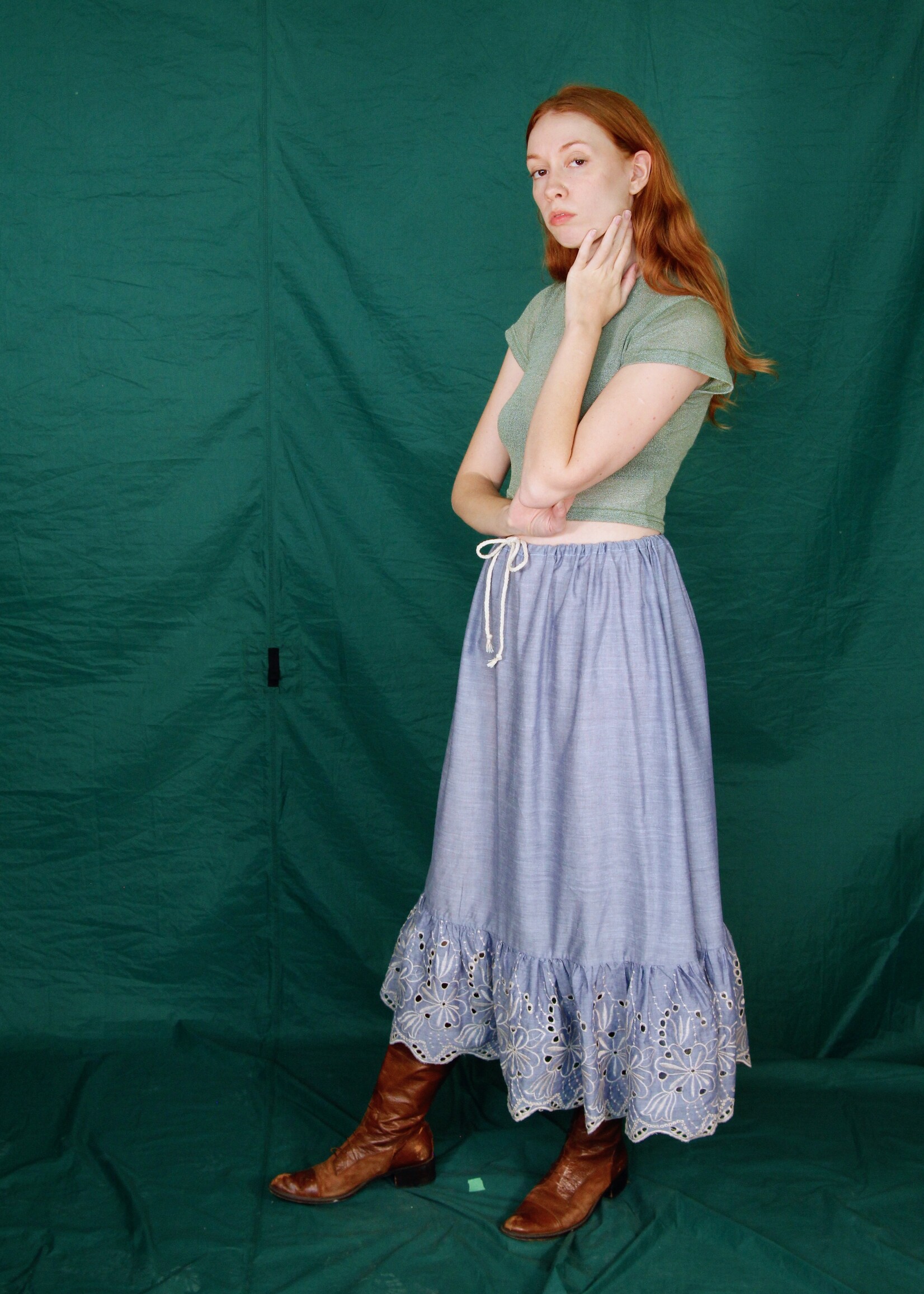 Studio Citizen Studio Citizen Drawstring Skirt - Chambray Eyelet