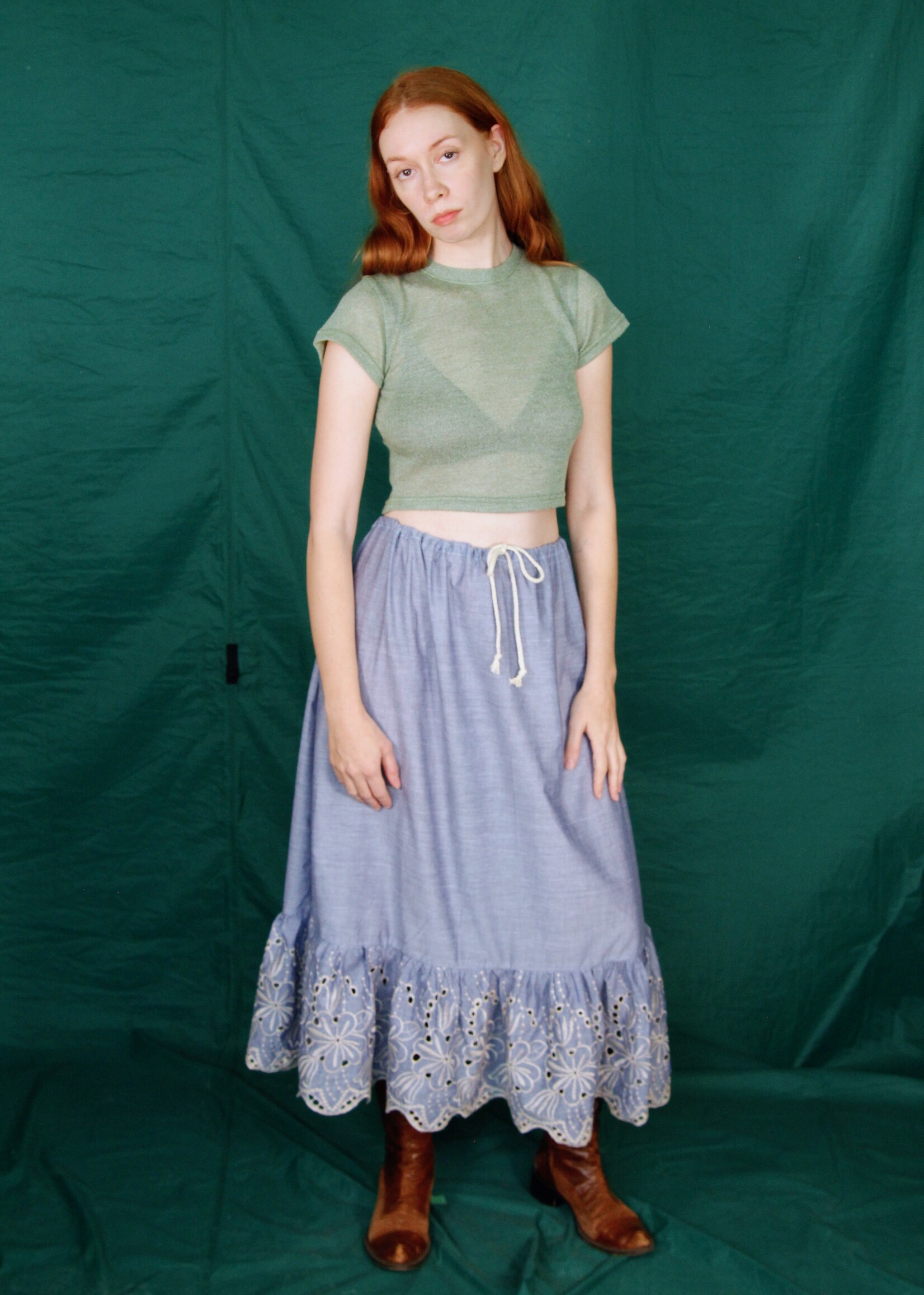 Studio Citizen Studio Citizen Drawstring Skirt - Chambray Eyelet