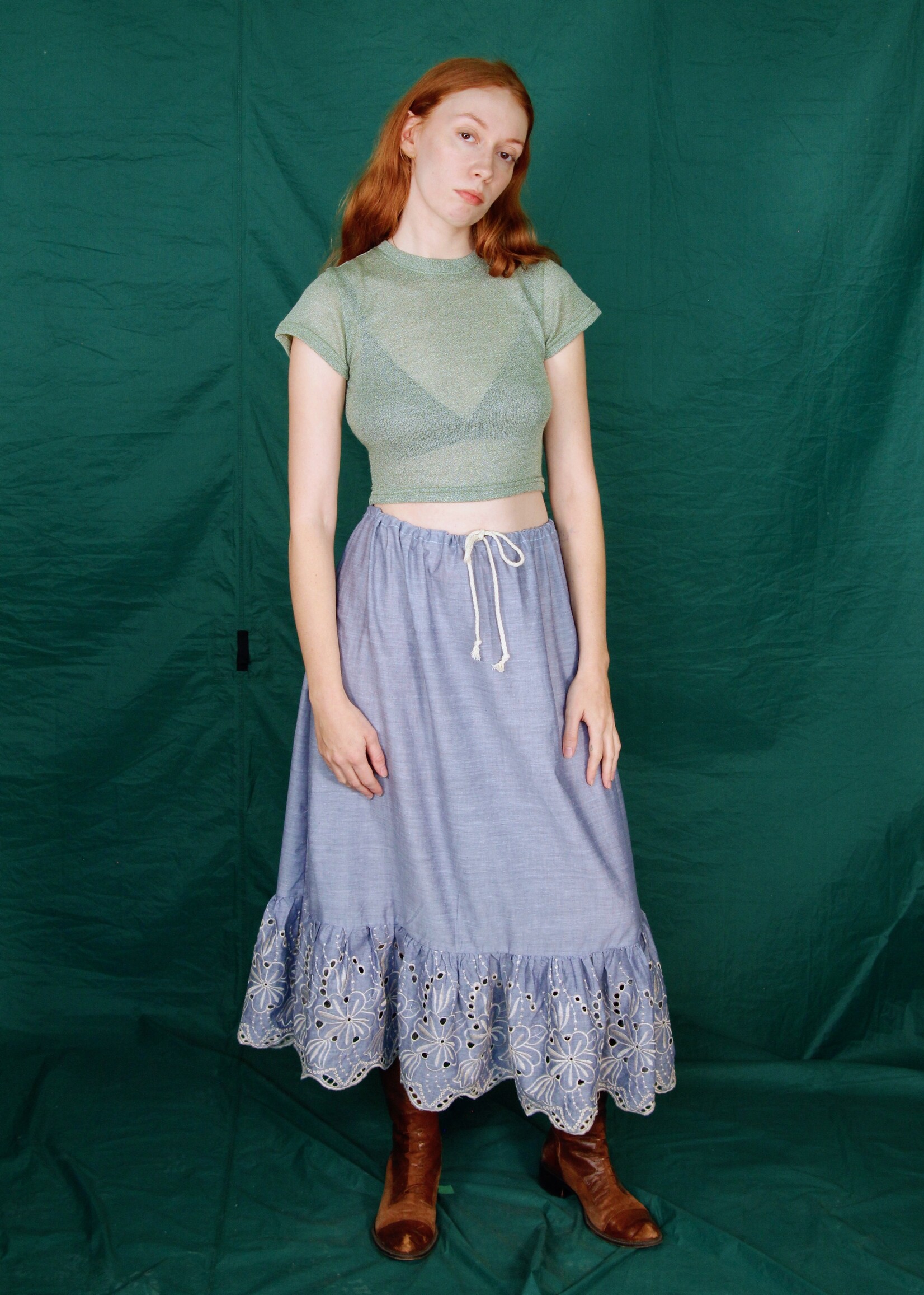 Studio Citizen Studio Citizen Drawstring Skirt - Chambray Eyelet