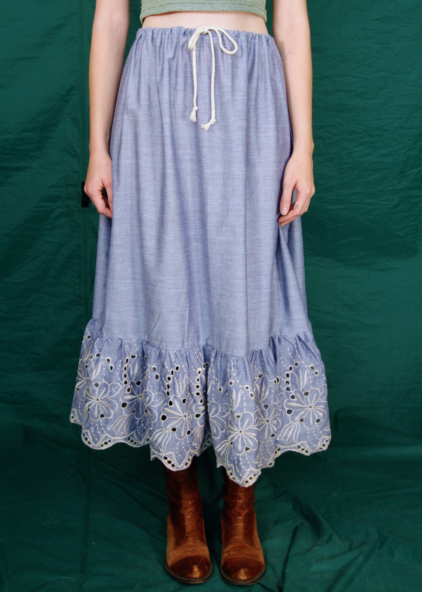 Studio Citizen Studio Citizen Drawstring Skirt - Chambray Eyelet