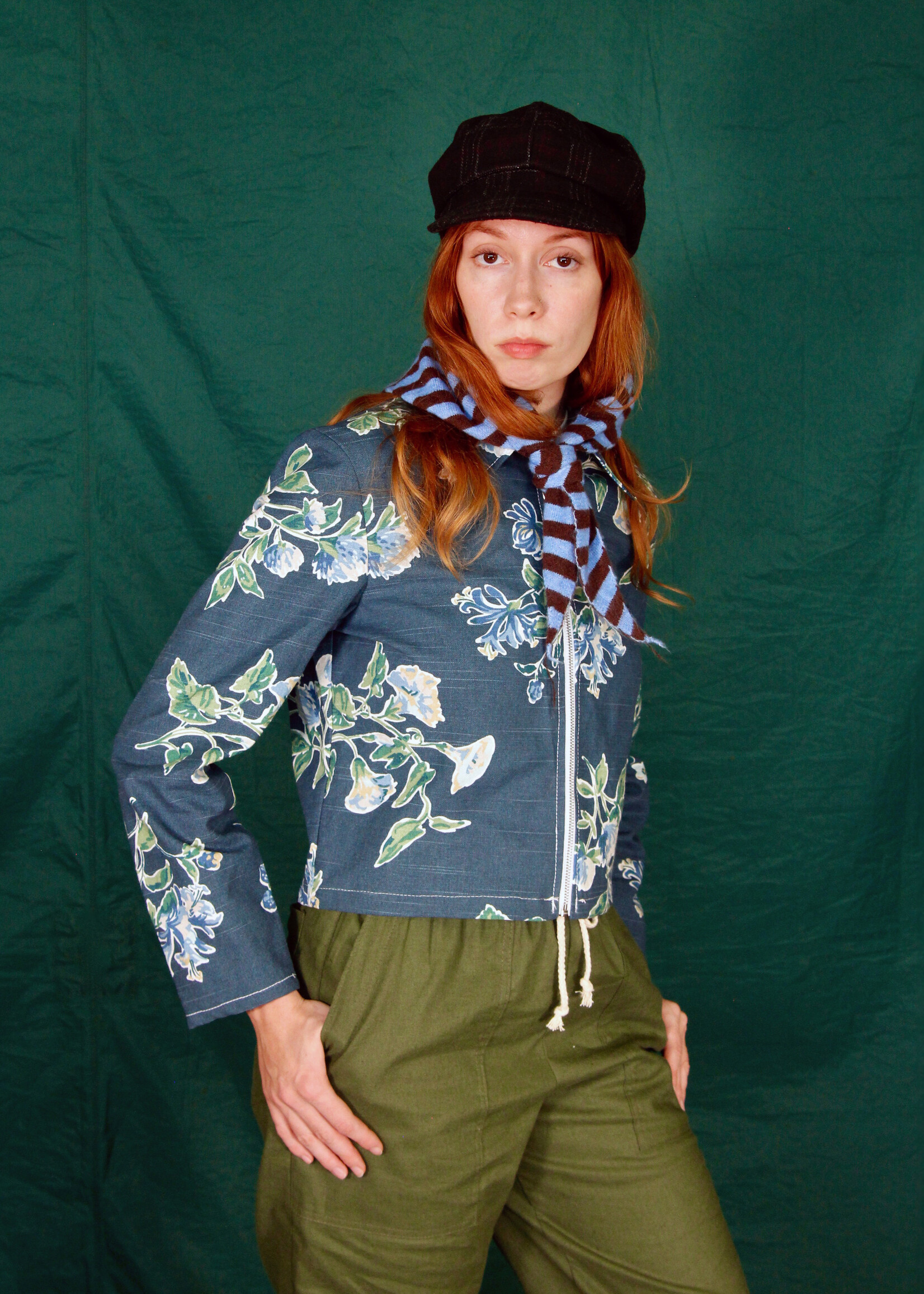 Studio Citizen Studio Citizen Zipper Jacket in Blue Floral Canvas