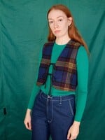 Studio Citizen Tie Vest in Blue Plaid Wool