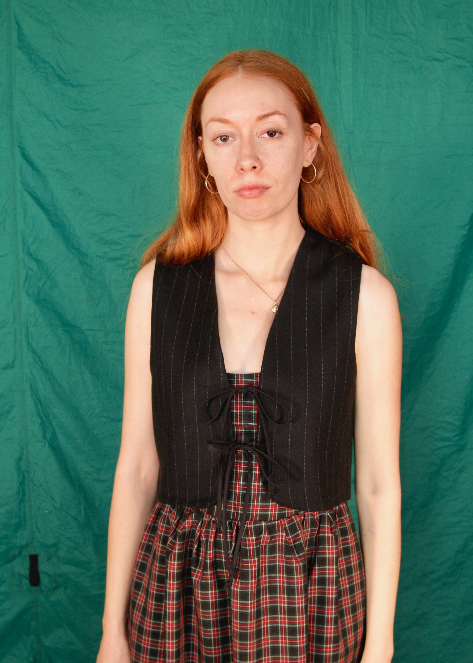 Studio Citizen Studio Citizen Tie Vest in Black Pinstripe Wool