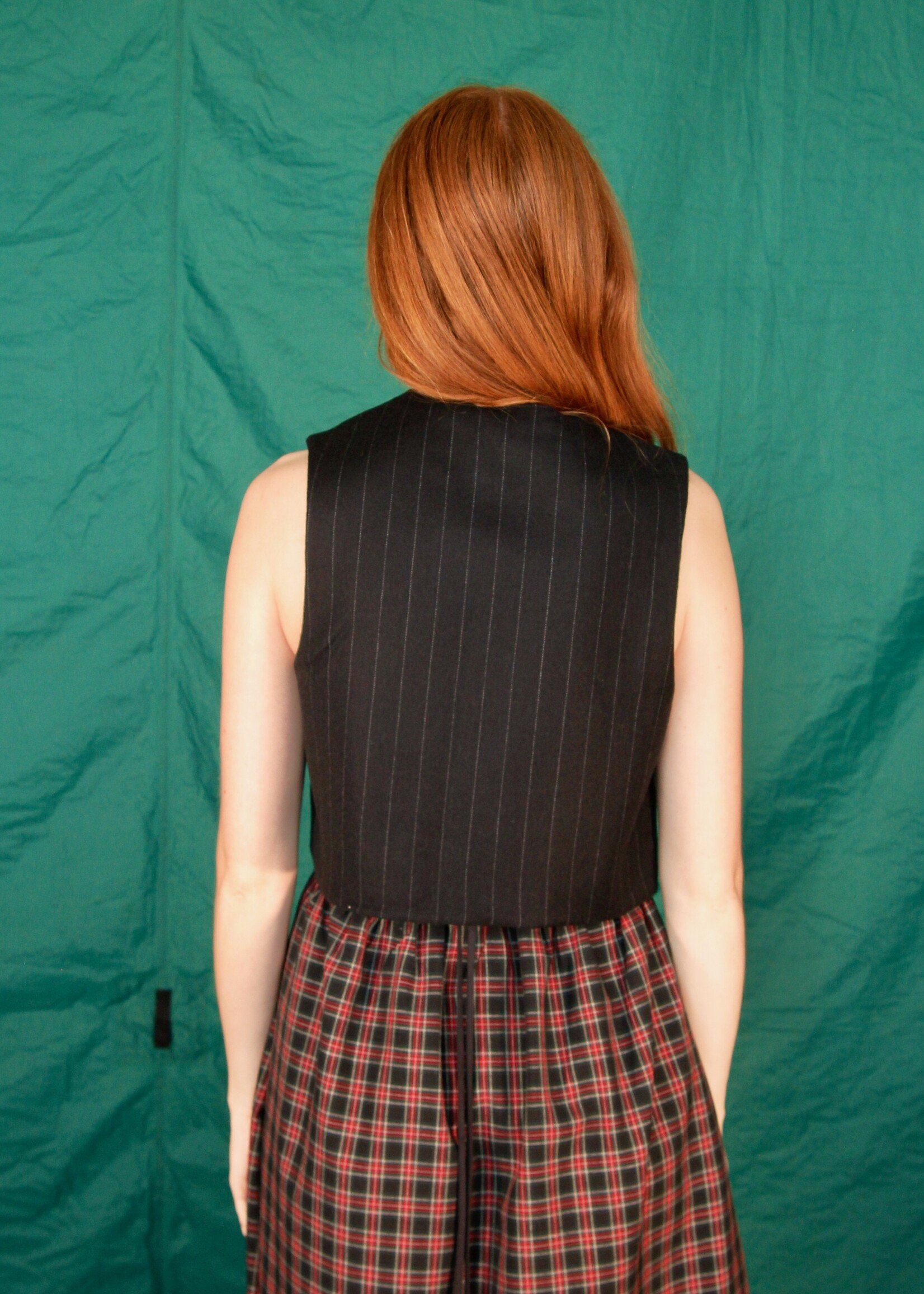 Studio Citizen Studio Citizen Tie Vest in Black Pinstripe Wool