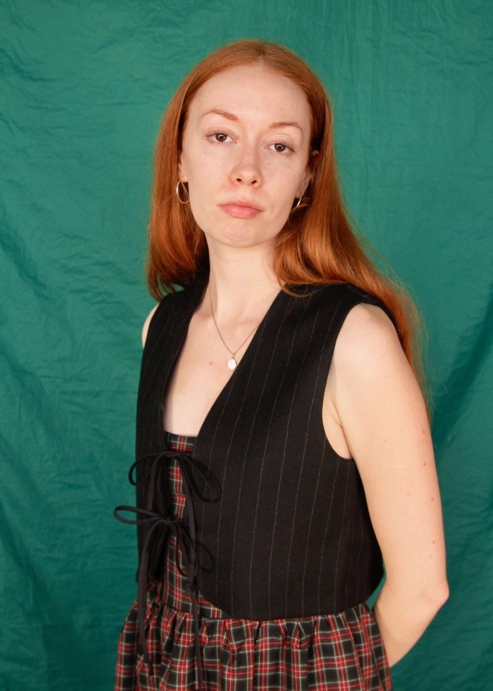 Studio Citizen Studio Citizen Tie Vest in Black Pinstripe Wool