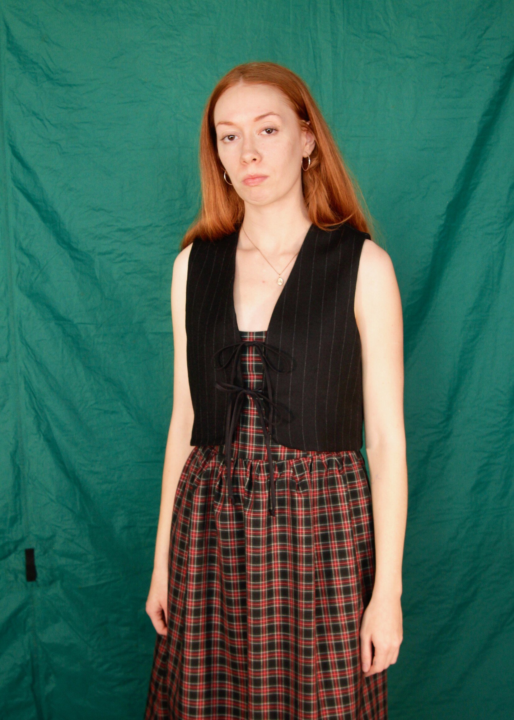 Studio Citizen Studio Citizen Tie Vest in Black Pinstripe Wool