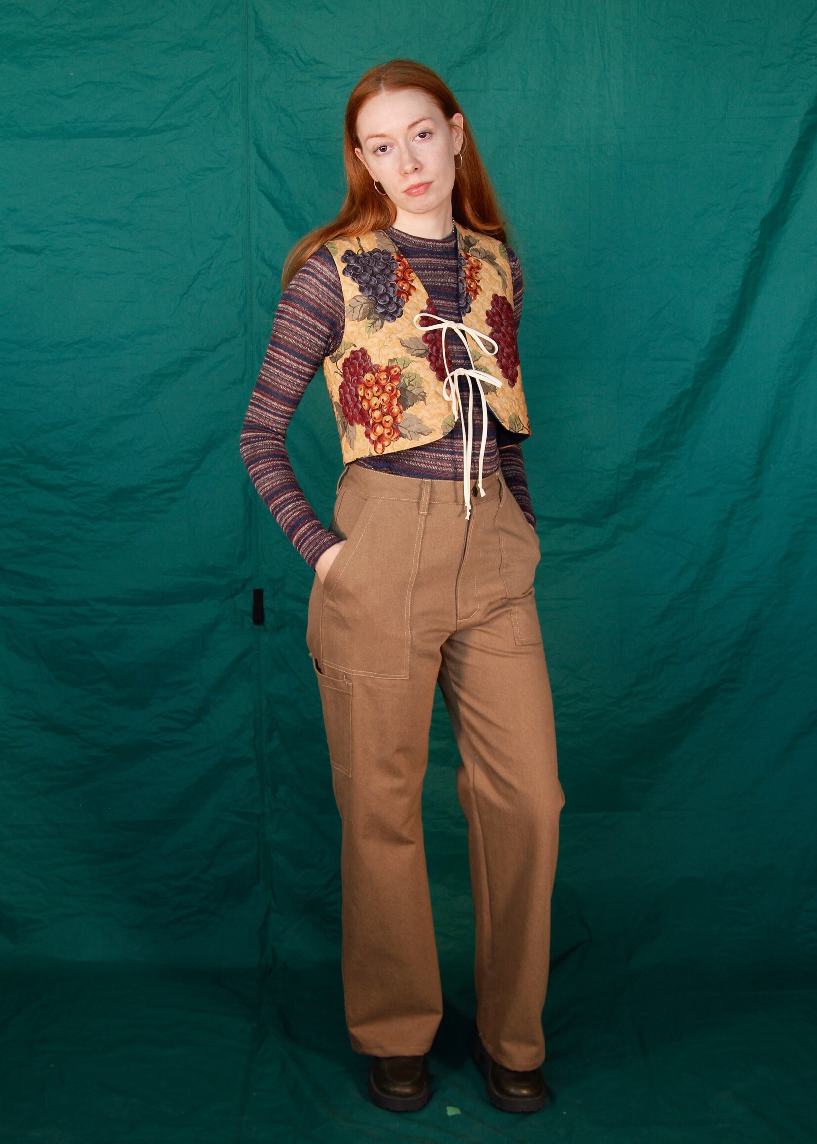 Studio Citizen Studio Citizen Tie Vest in Quilted Vineyard