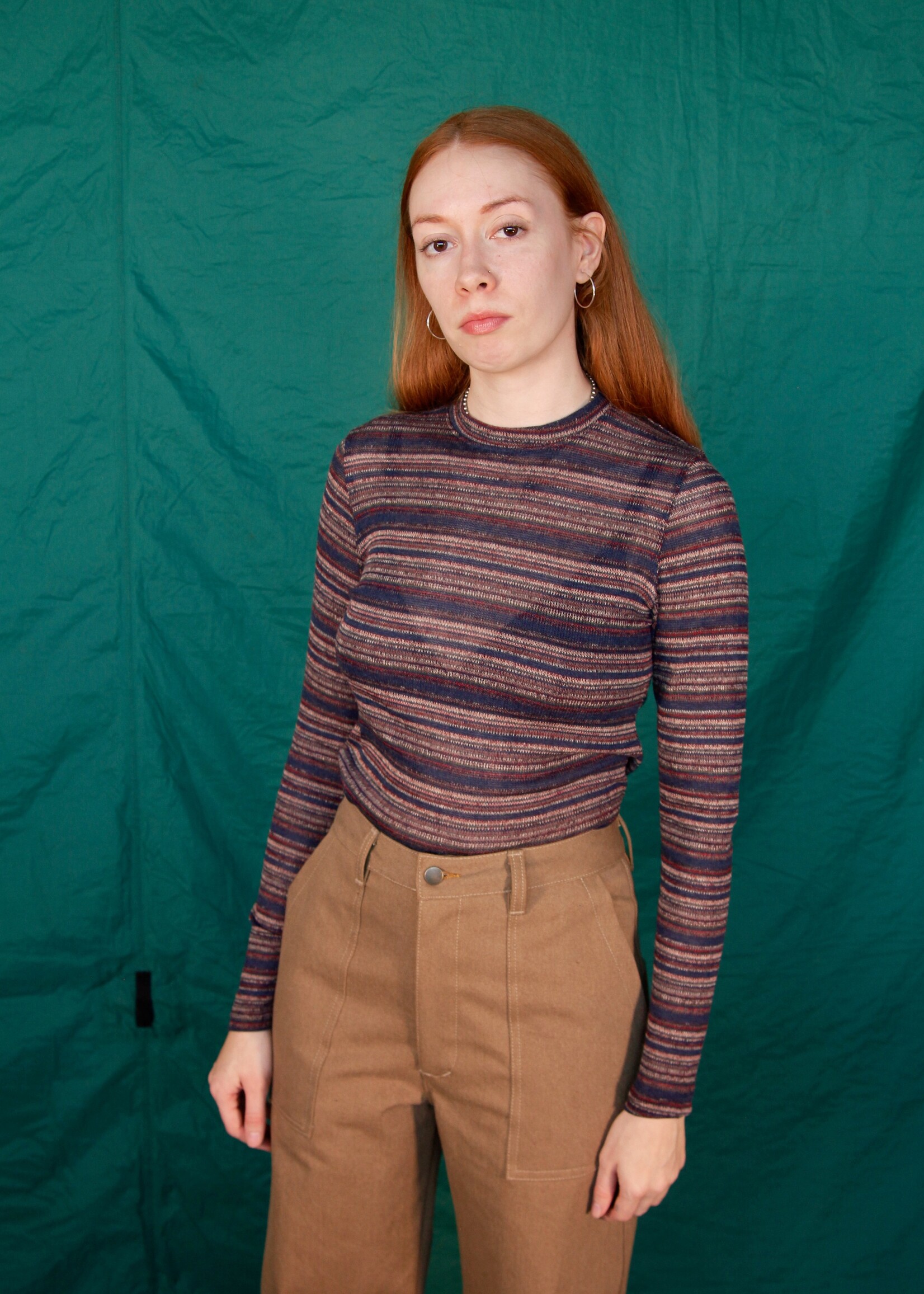 Studio Citizen Studio Citizen Long Fitted Top in Striped Knit