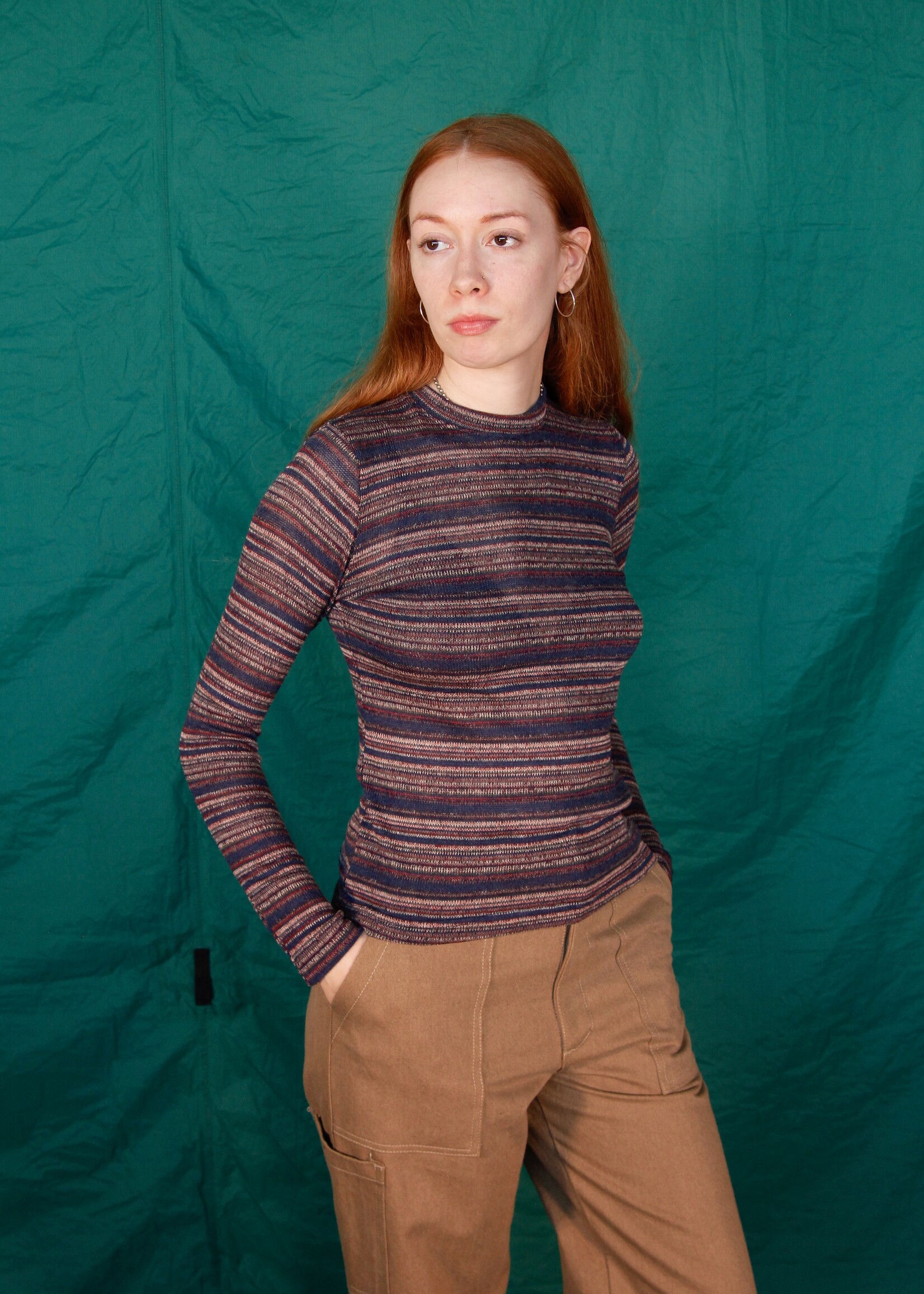 Studio Citizen Studio Citizen Long Fitted Top in Striped Knit