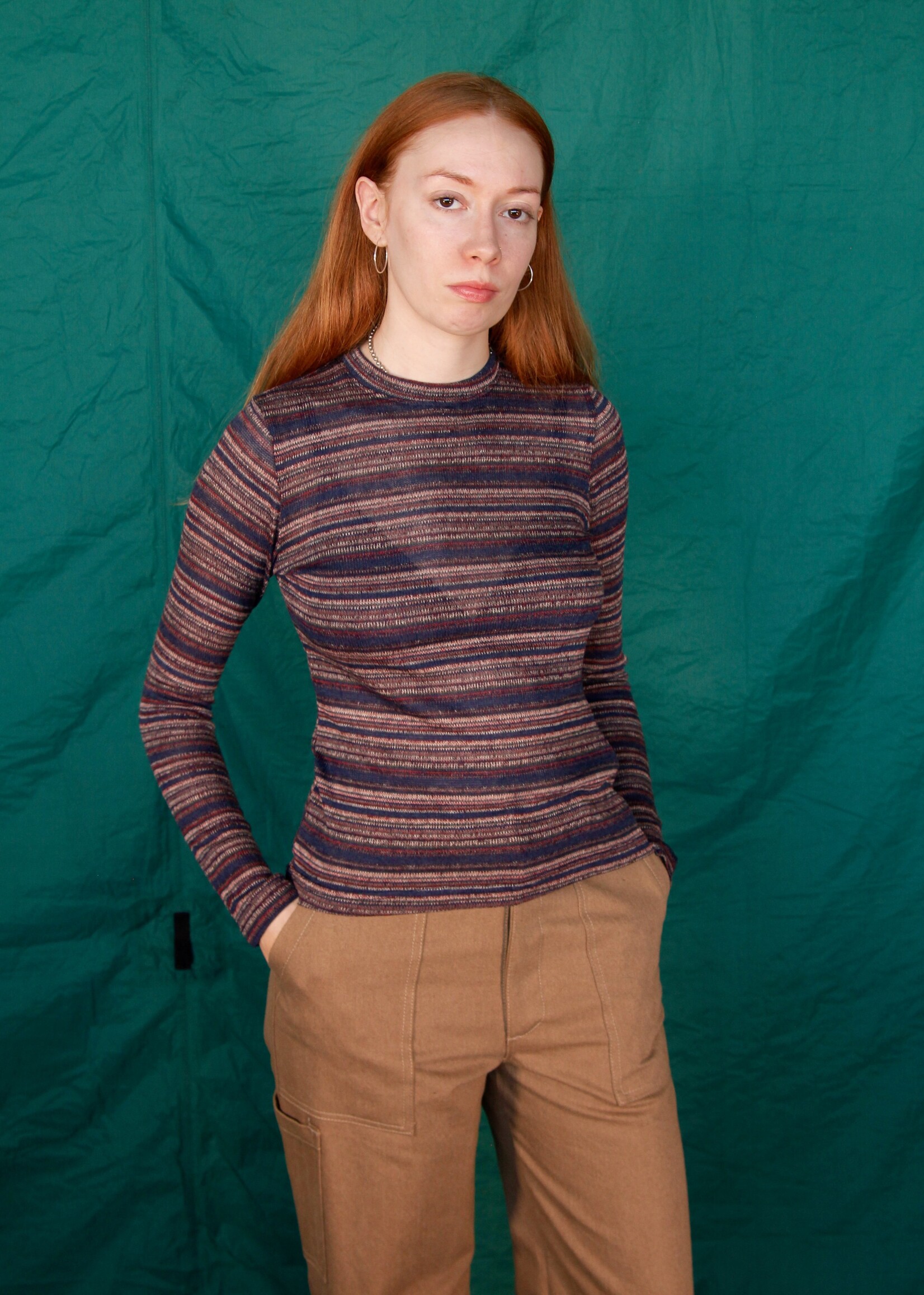 Studio Citizen Studio Citizen Long Fitted Top in Striped Knit