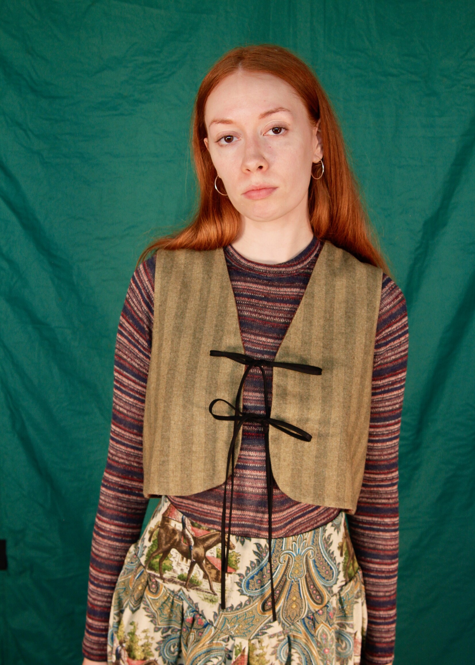 Studio Citizen Studio Citizen Fitted Vest - Reversible Green Stripe Wool