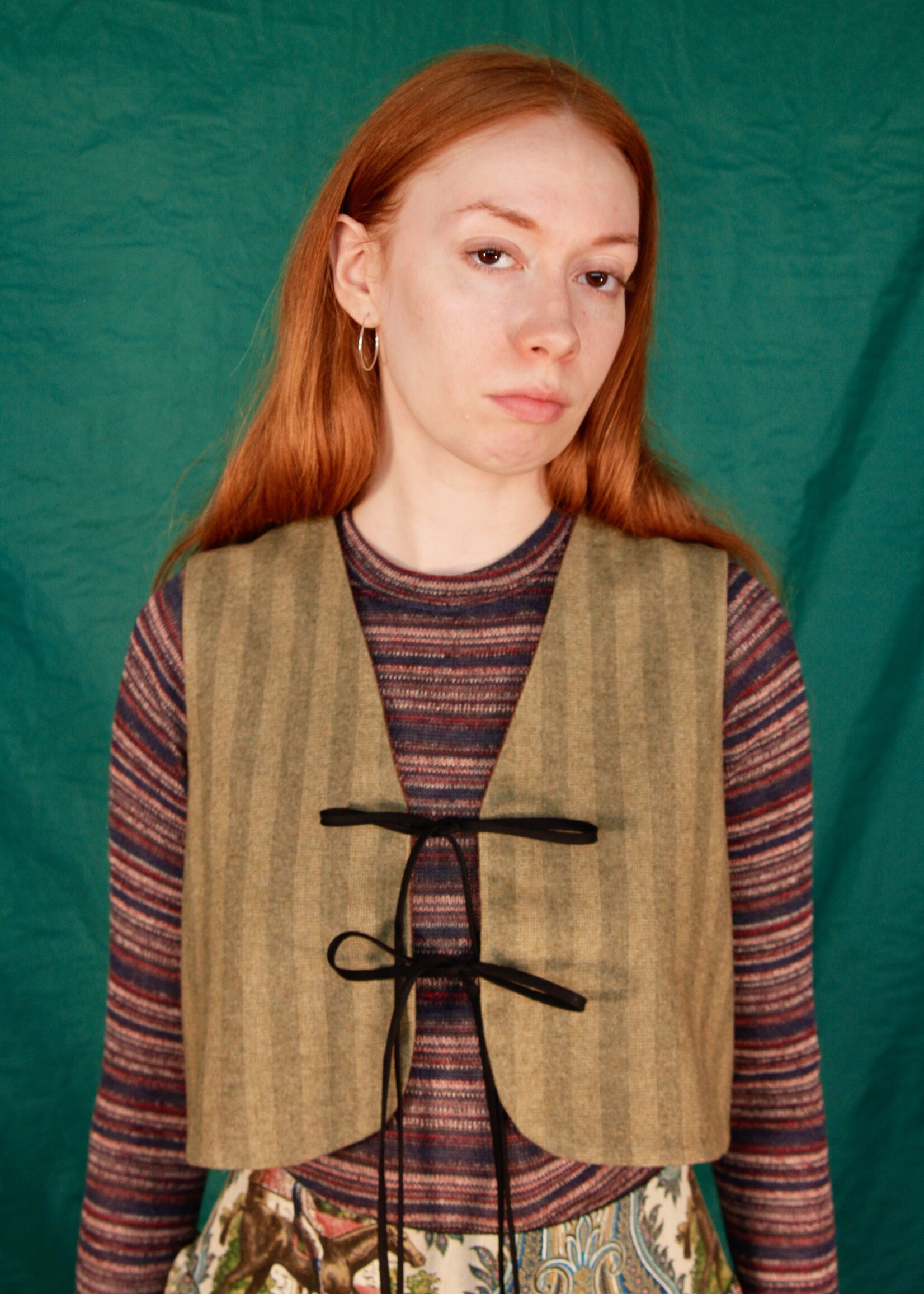 Studio Citizen Studio Citizen Fitted Vest - Reversible Green Stripe Wool