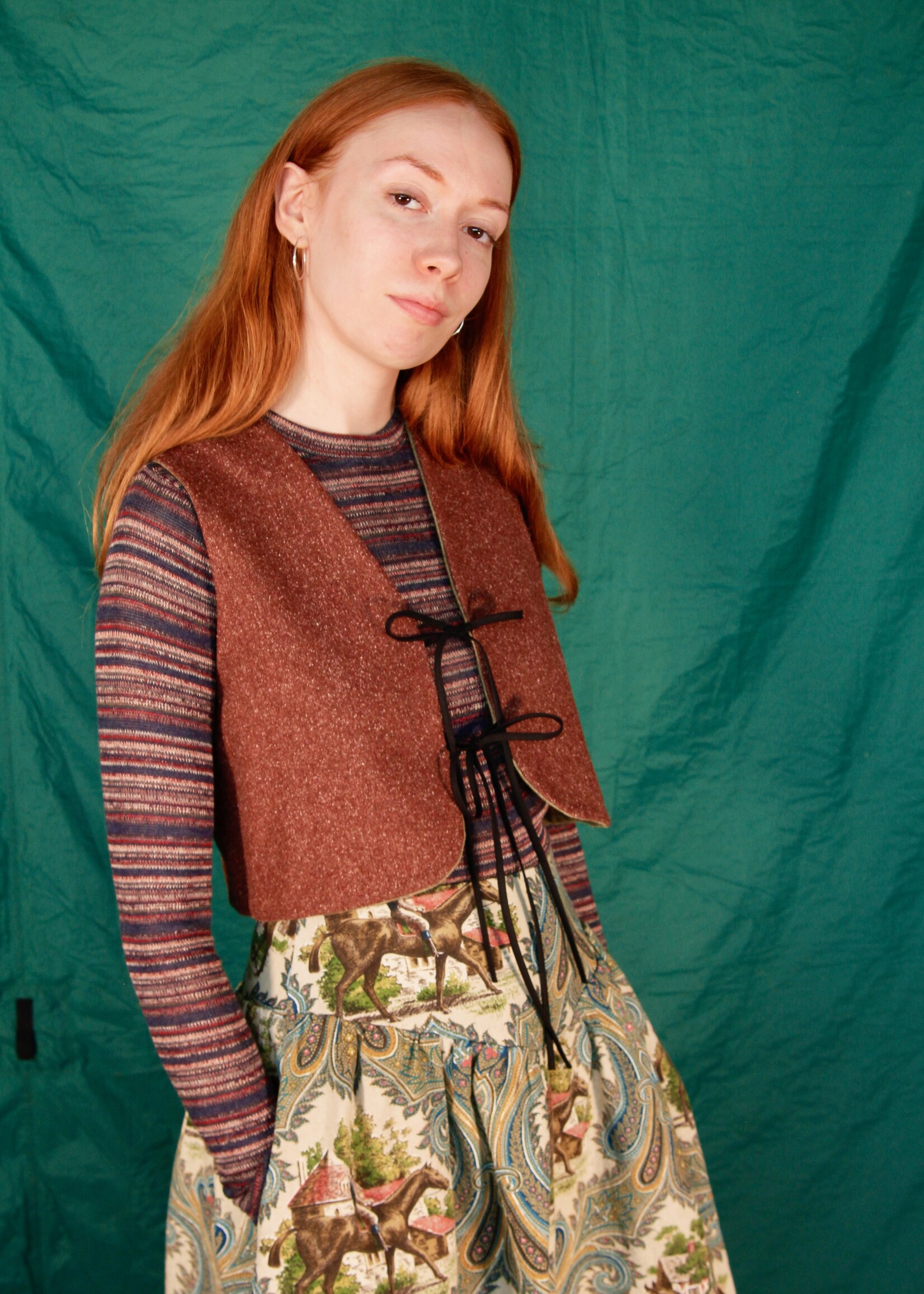 Studio Citizen Studio Citizen Fitted Vest - Reversible Green Stripe Wool