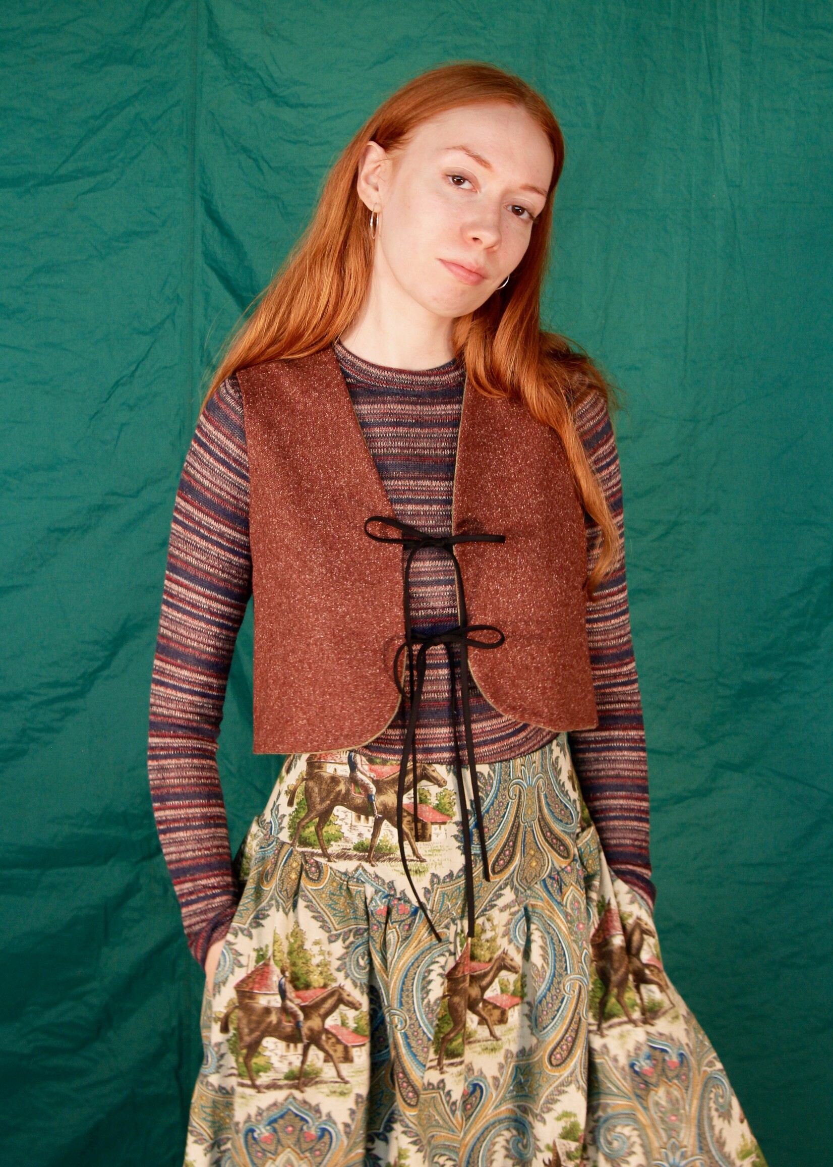 Studio Citizen Studio Citizen Fitted Vest - Reversible Green Stripe Wool