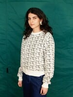 Studio Citizen Crewneck Sweatshirt inWhite and Grey Flower Fleece