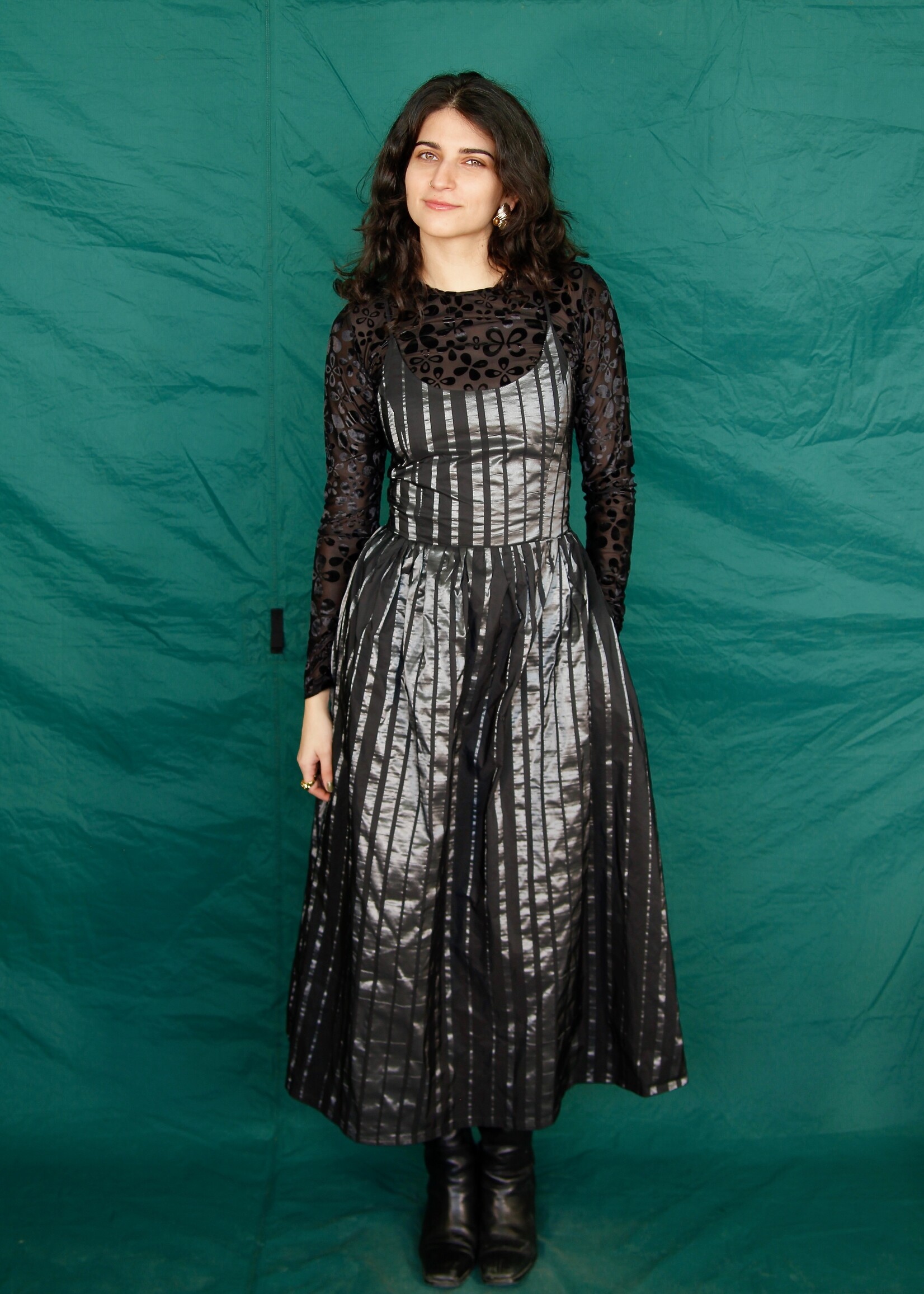 Studio Citizen Studio Citizen Maiden Dress in Shiny Black Stripe