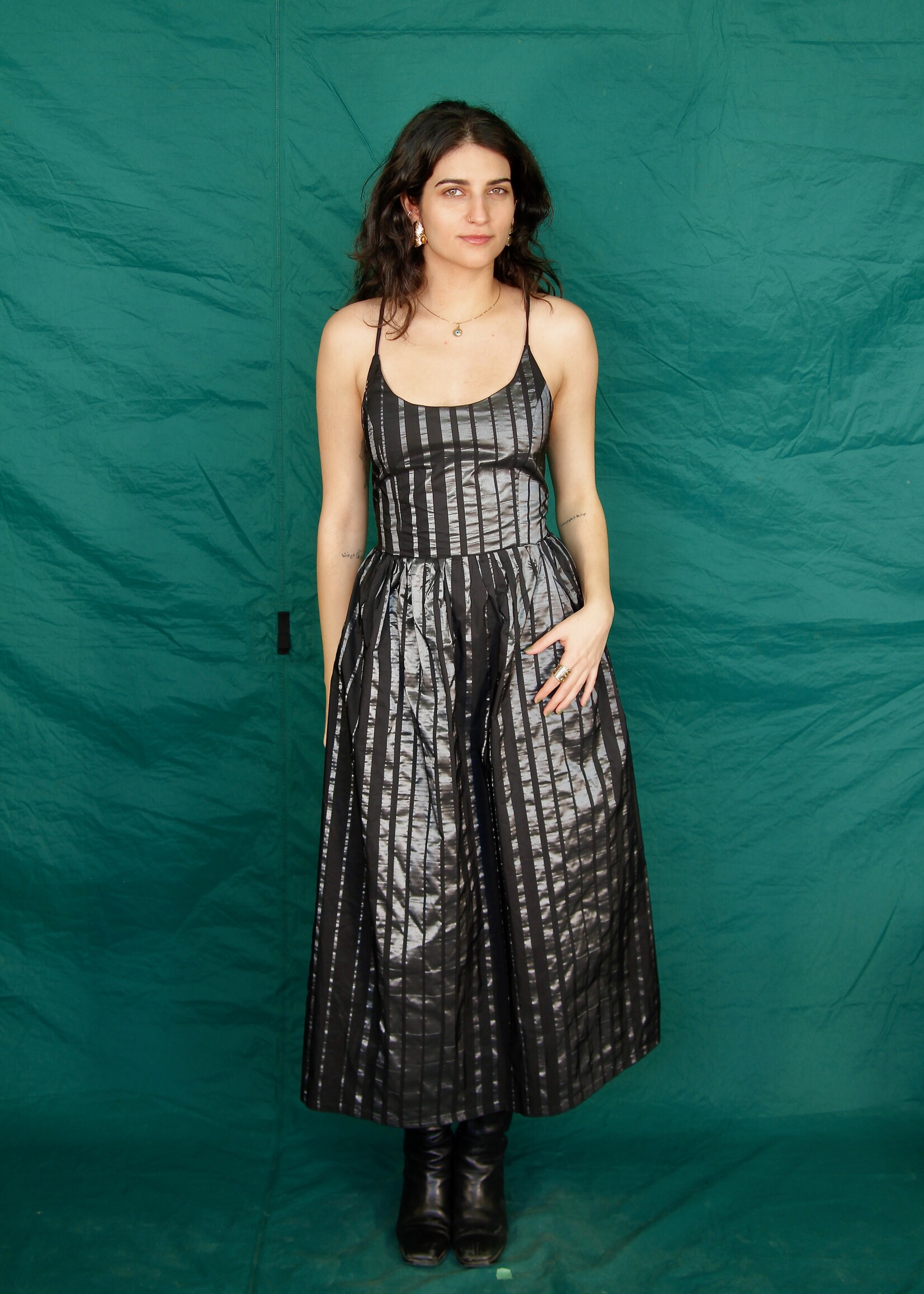 Studio Citizen Studio Citizen Maiden Dress in Shiny Black Stripe