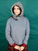 Studio Citizen Drawstring Hood in  Black + White  Boucle