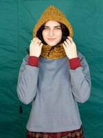 Studio Citizen Drawstring Hood in Mustard and Black Boucle