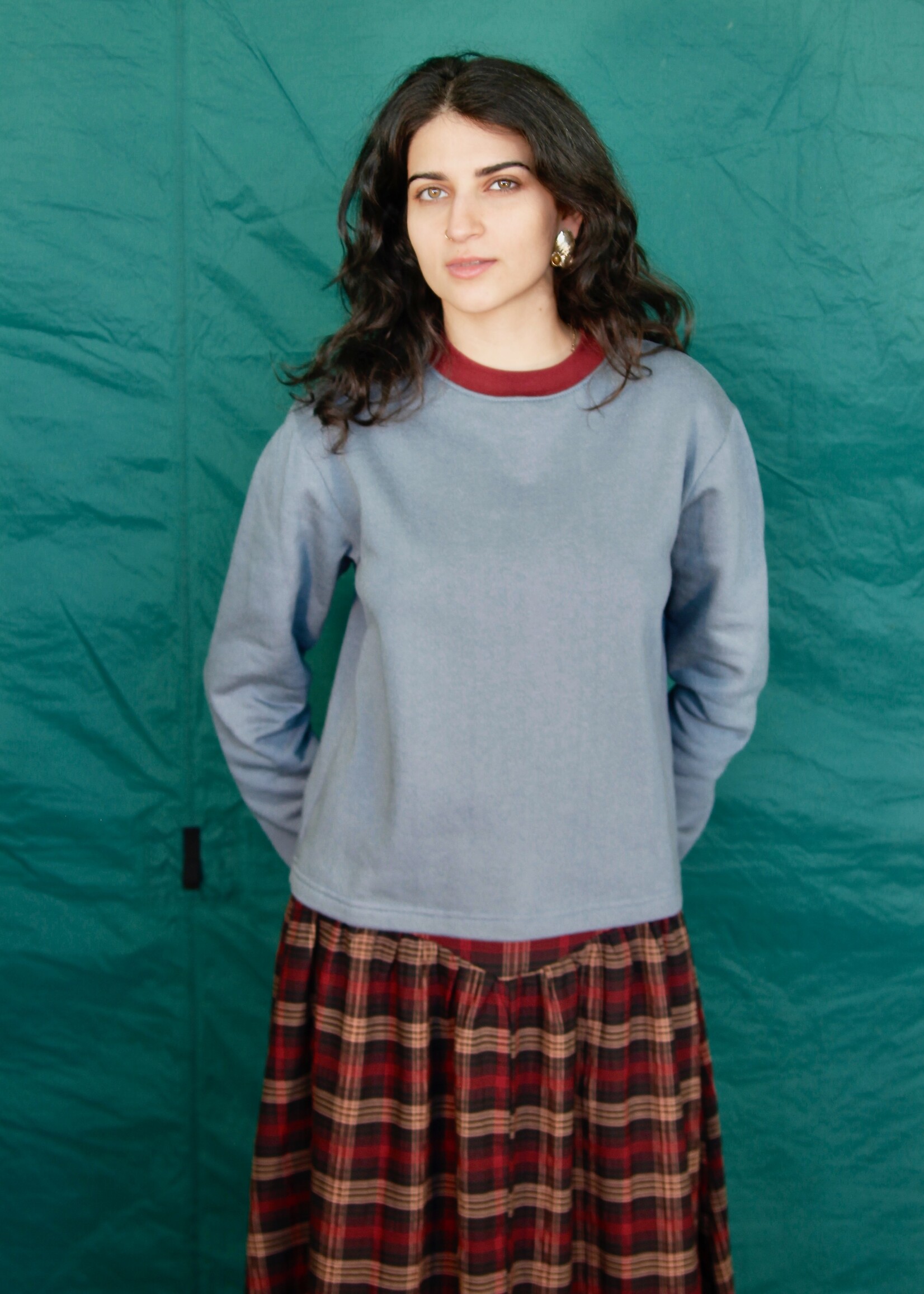 Studio Citizen Studio Citizen Crewneck Sweater Flat Hem in Stormy Weather