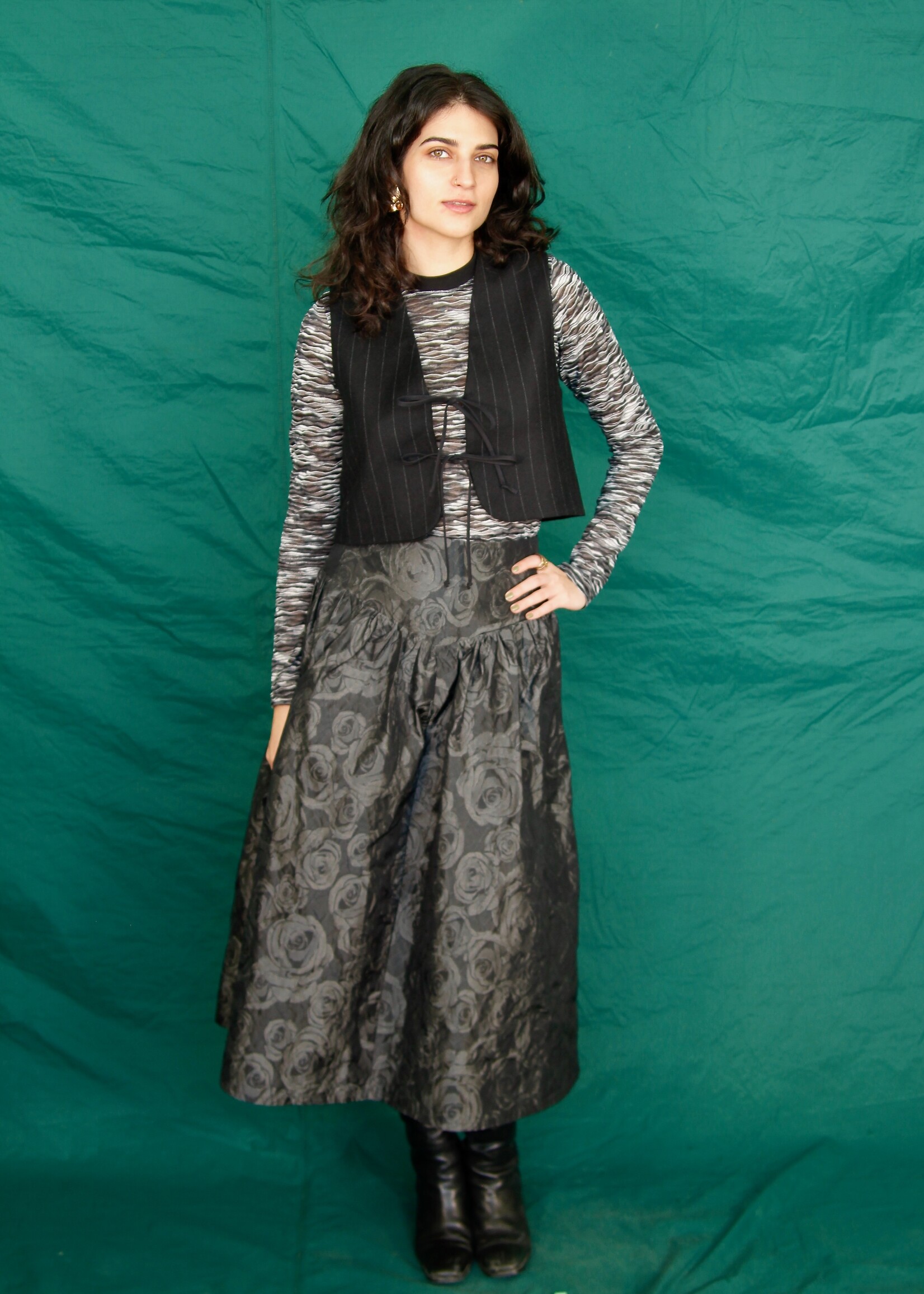 Studio Citizen Studio Citizen Tie Vest in Black Pinstripe Wool