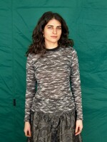 Studio Citizen Long Fitted Top in Black Wave Knit