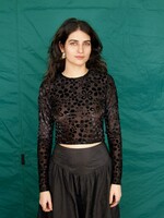 Studio Citizen Long Sleeve Baby Tee- Black Velvet Mesh