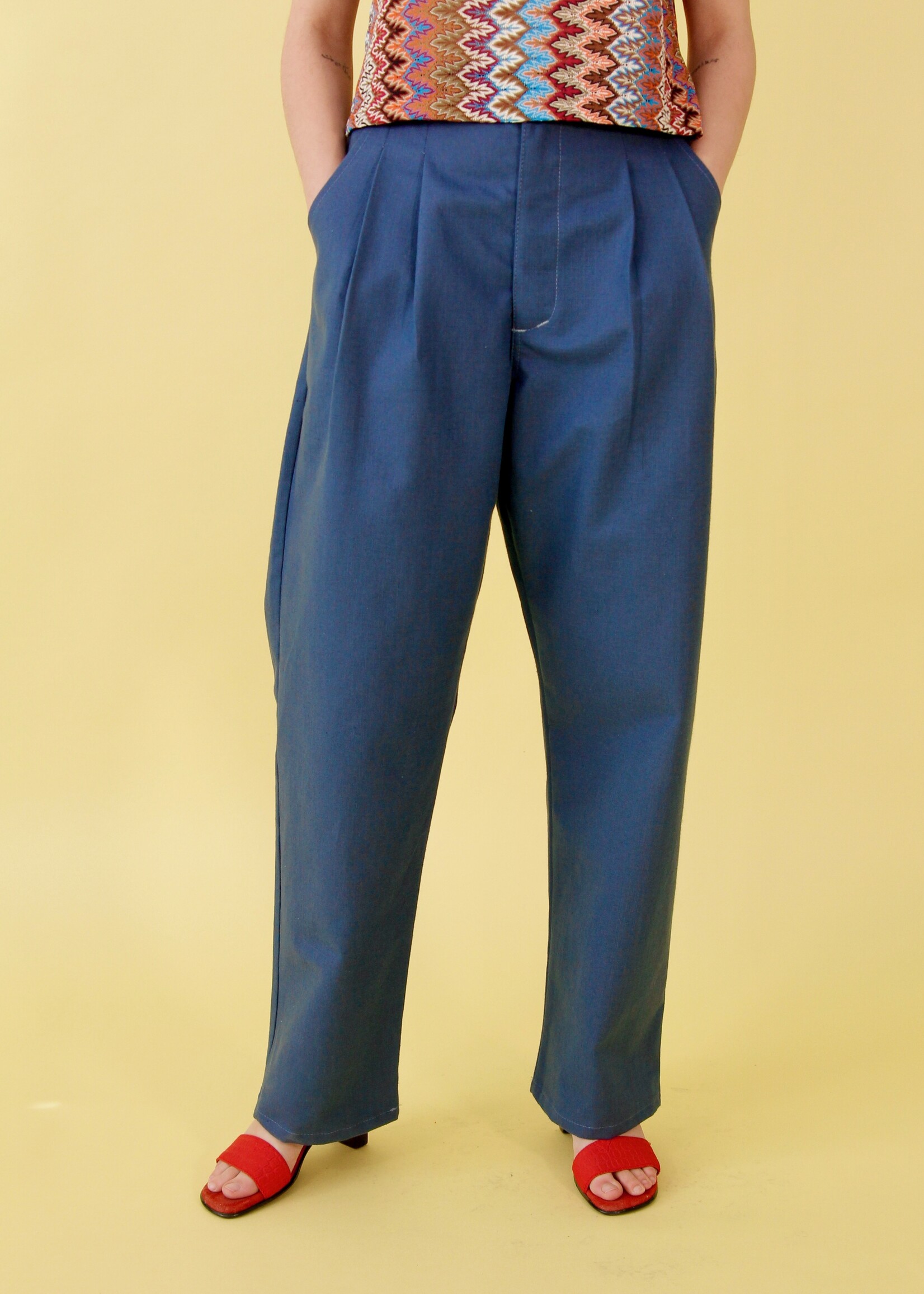 Studio Citizen Studio Citizen Pleated Pants - Heavy Blue Linen