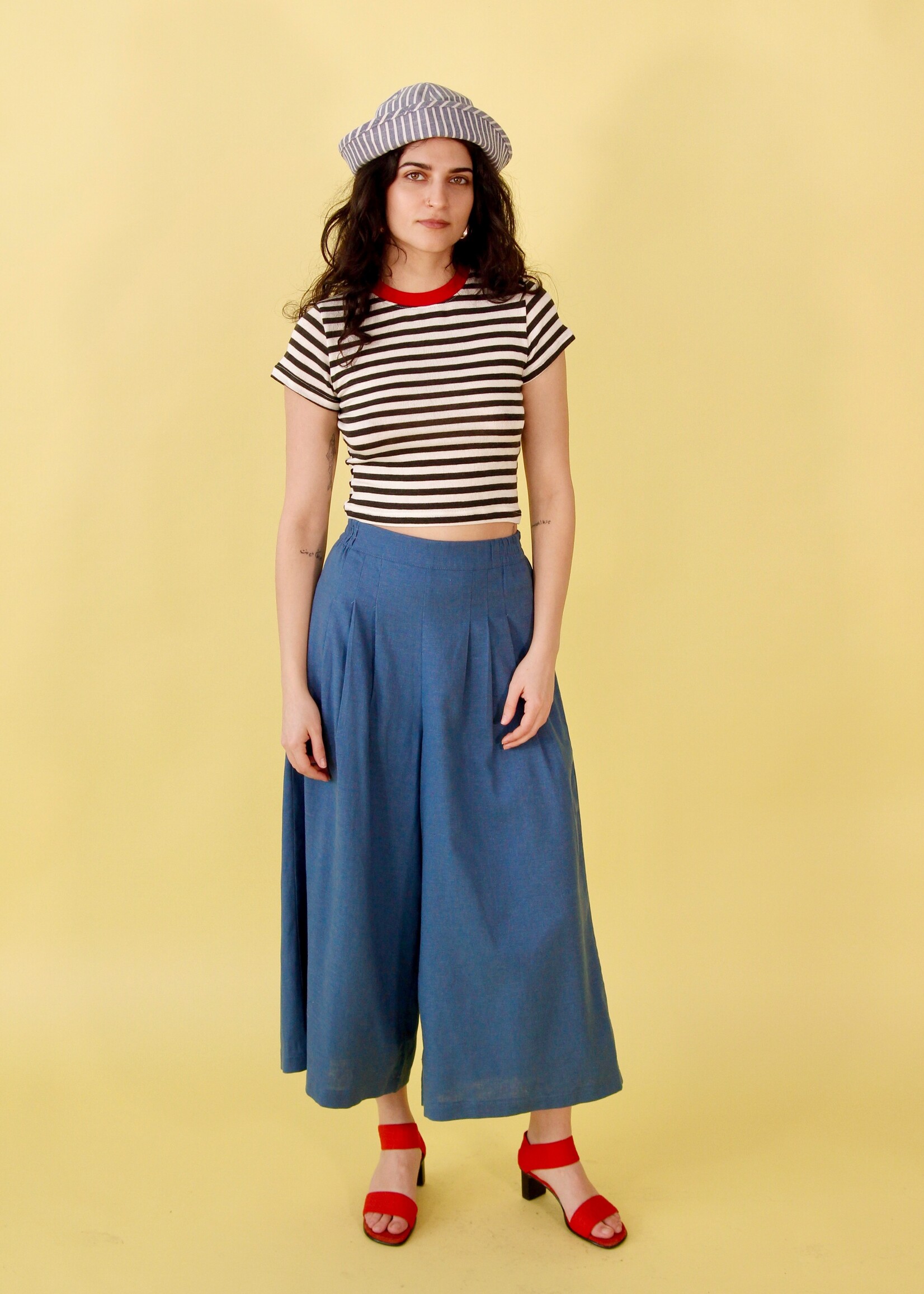 Studio Citizen Studio Citizen Palazzo Pants in Cornflower Blue Linen