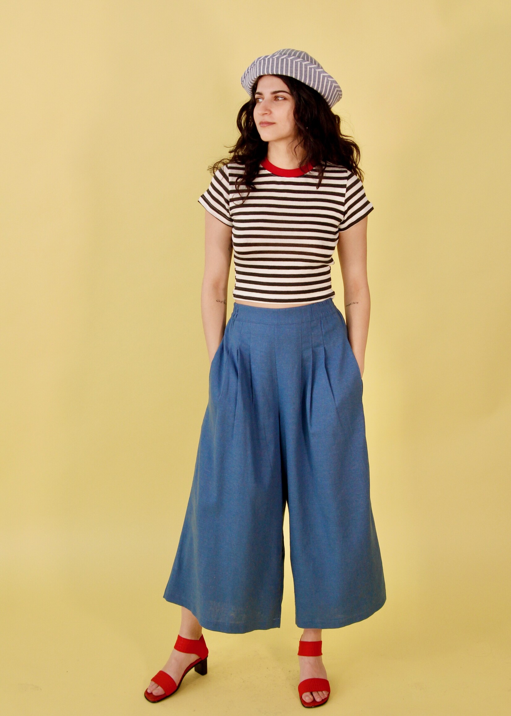 Studio Citizen Studio Citizen Palazzo Pants in Cornflower Blue Linen