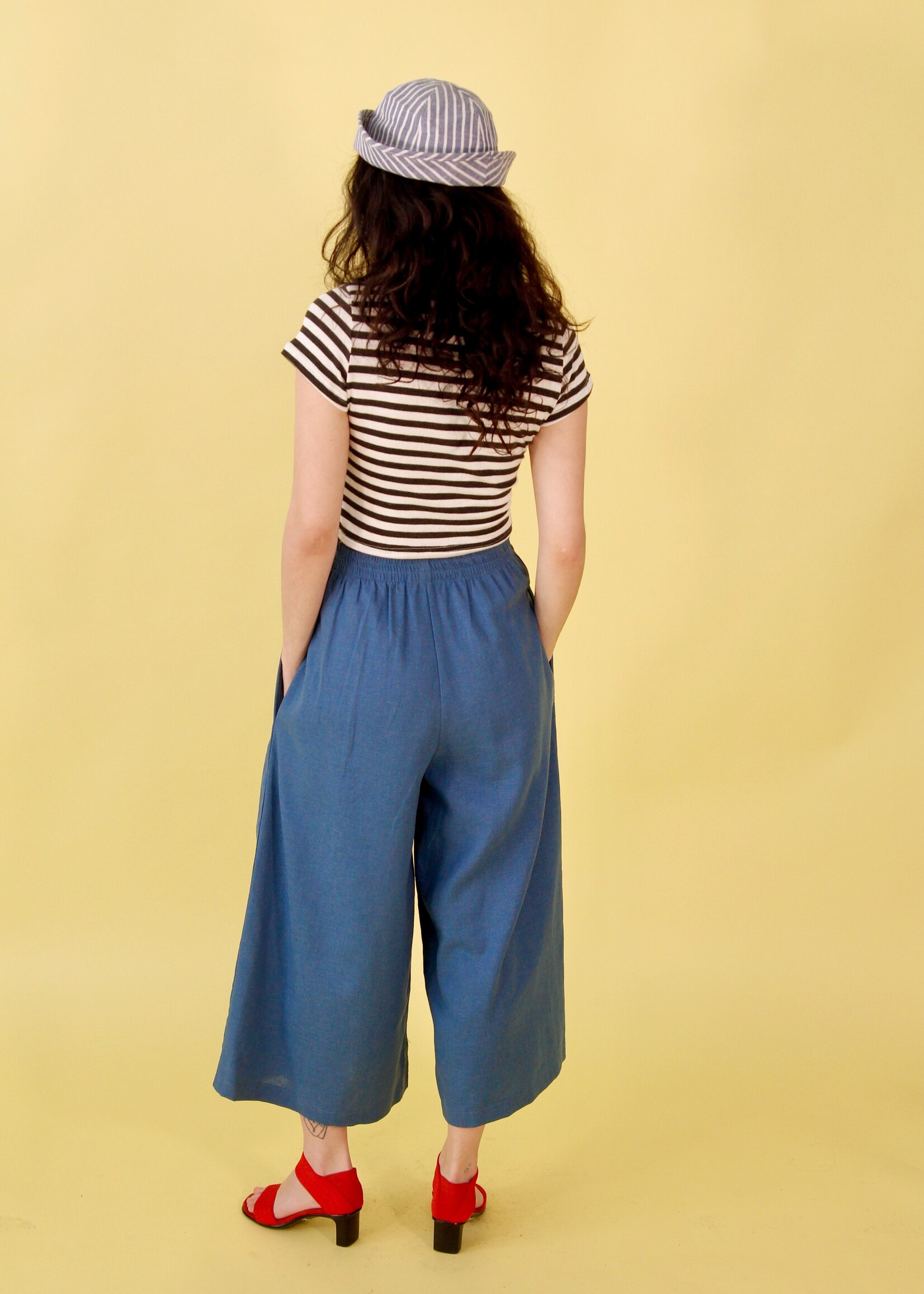 Studio Citizen Studio Citizen Palazzo Pants in Cornflower Blue Linen