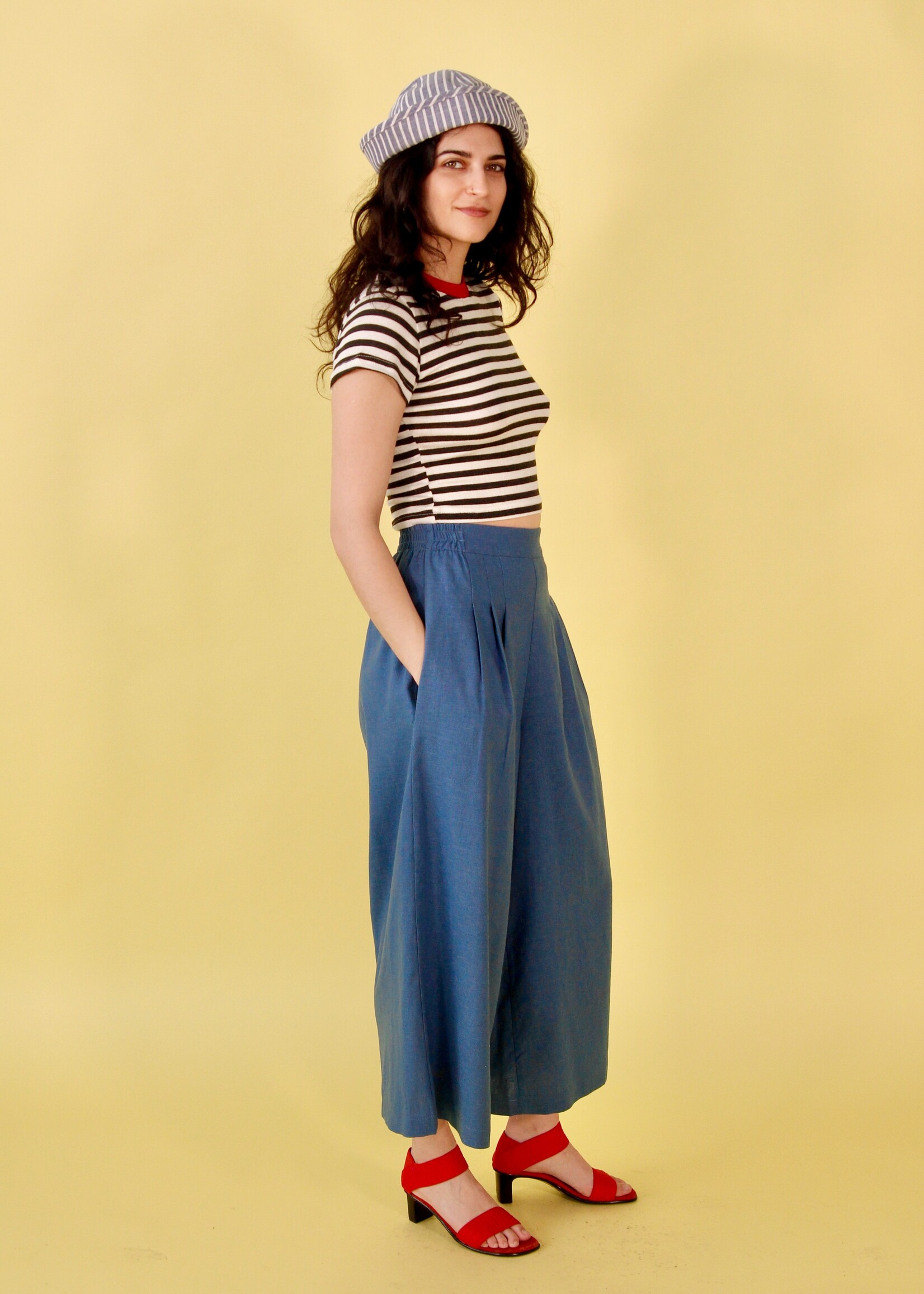 Studio Citizen Studio Citizen Palazzo Pants in Cornflower Blue Linen