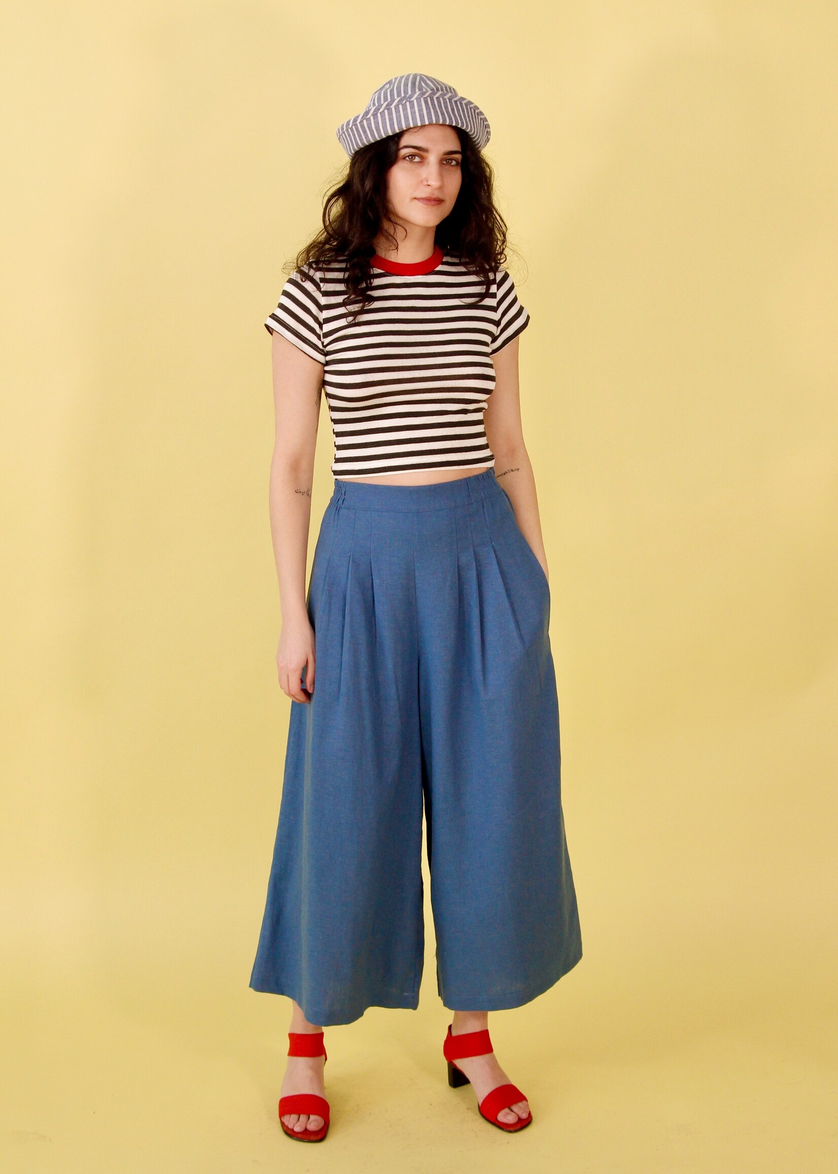 Studio Citizen Studio Citizen Palazzo Pants in Cornflower Blue Linen