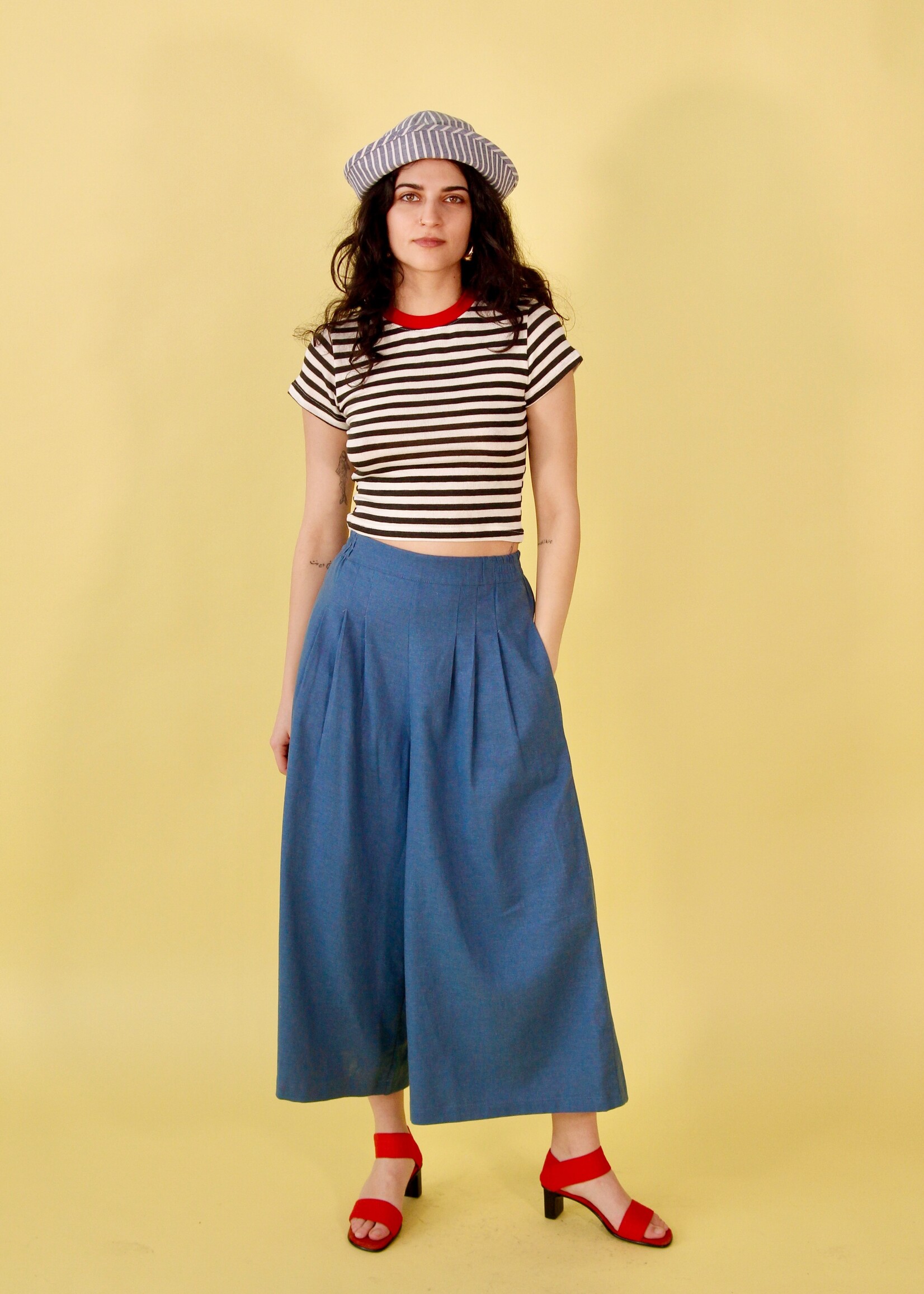 Studio Citizen Studio Citizen Palazzo Pants in Cornflower Blue Linen