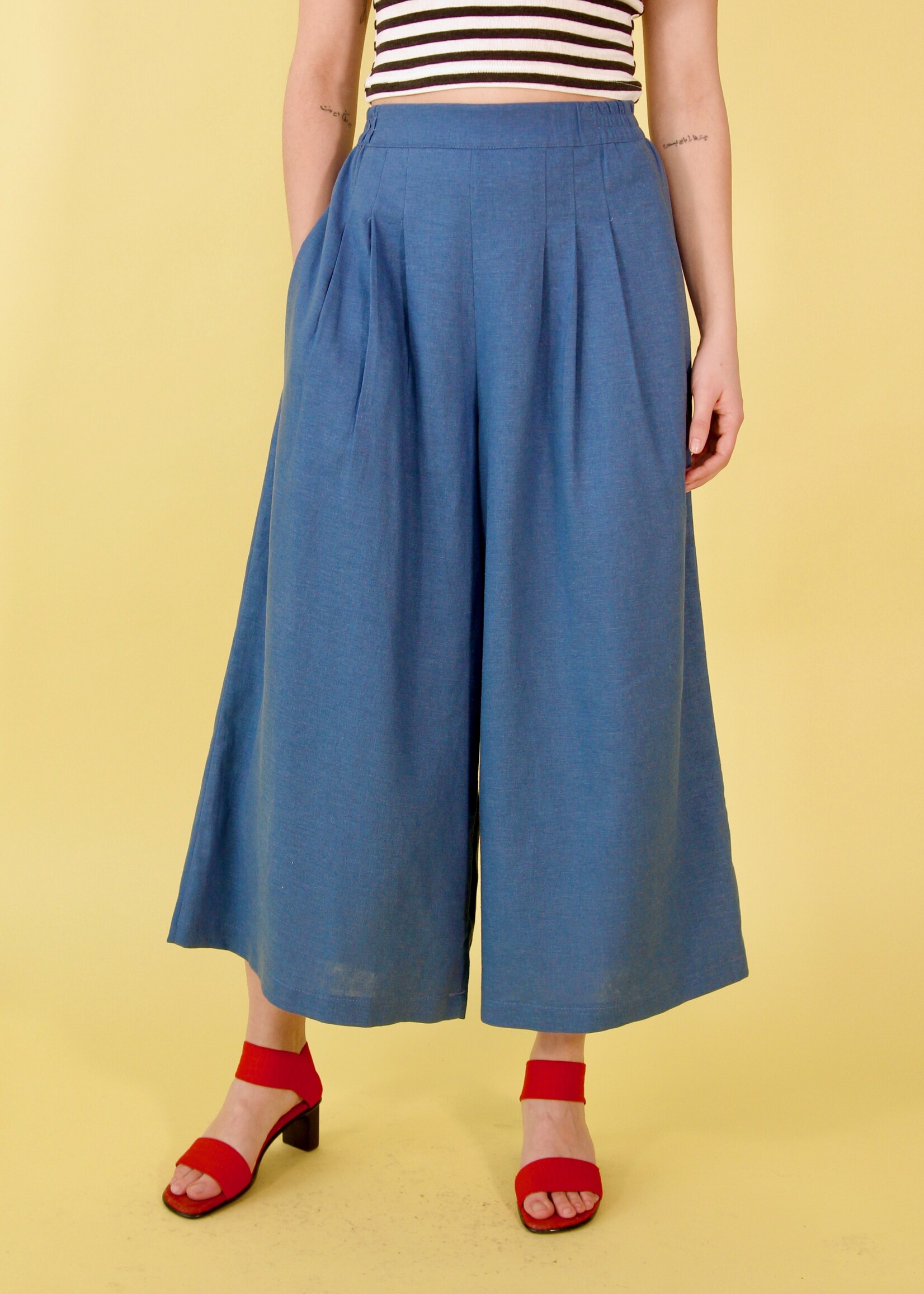 Studio Citizen Studio Citizen Palazzo Pants in Cornflower Blue Linen
