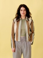 Studio Citizen Zipper Jacket in Teal and Brown Stripe