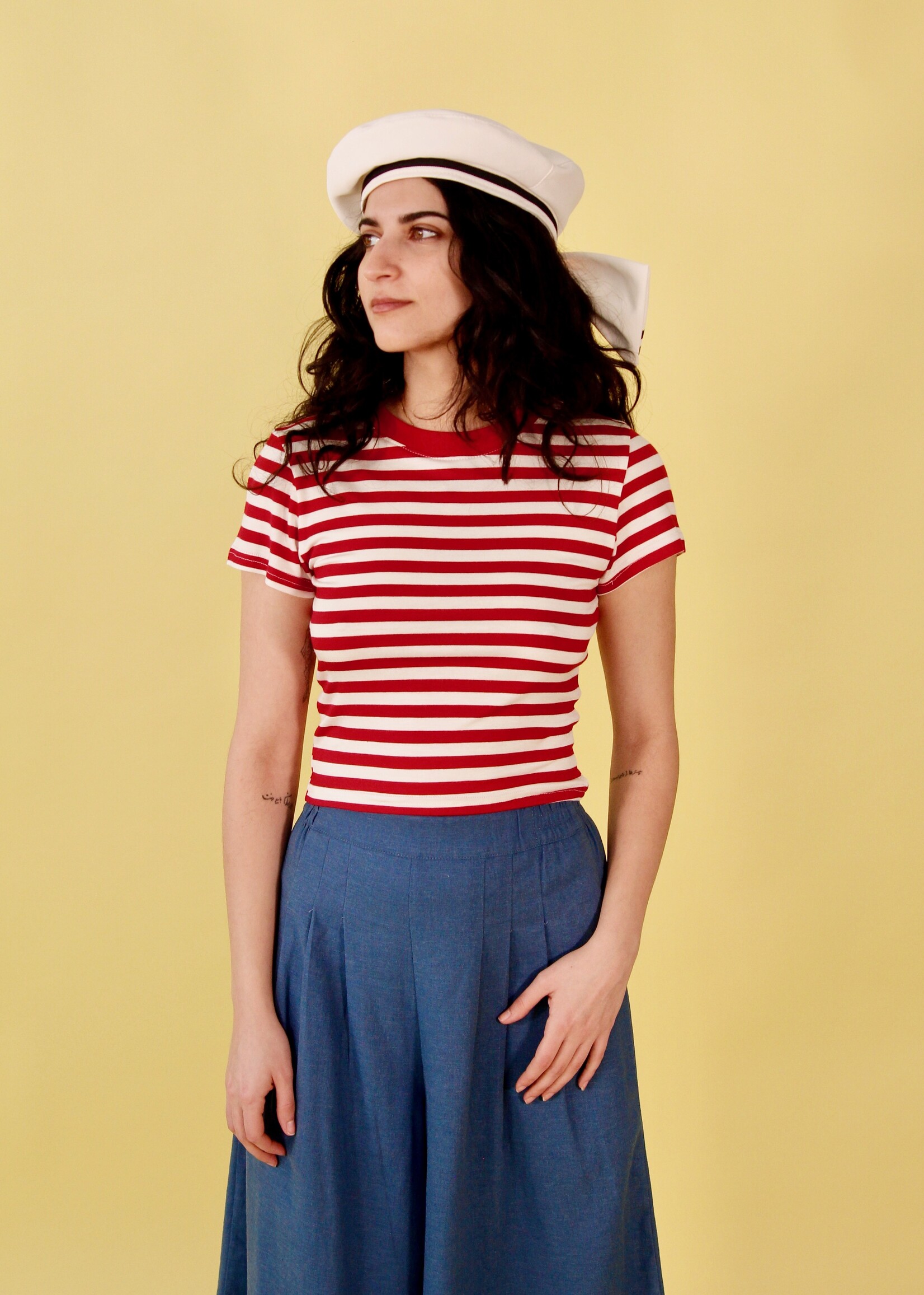 Studio Citizen Studio Citizen Baby Tee in Red and White Stripe