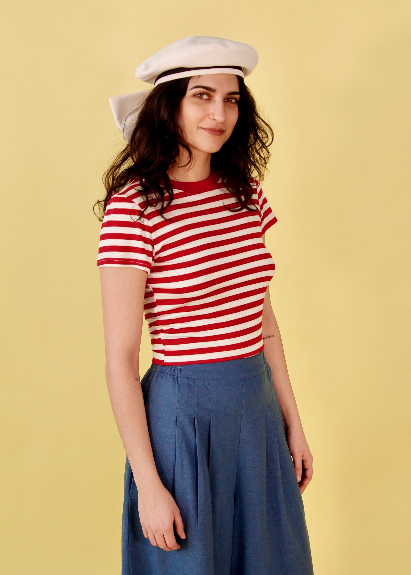 Studio Citizen Studio Citizen Baby Tee in Red and White Stripe