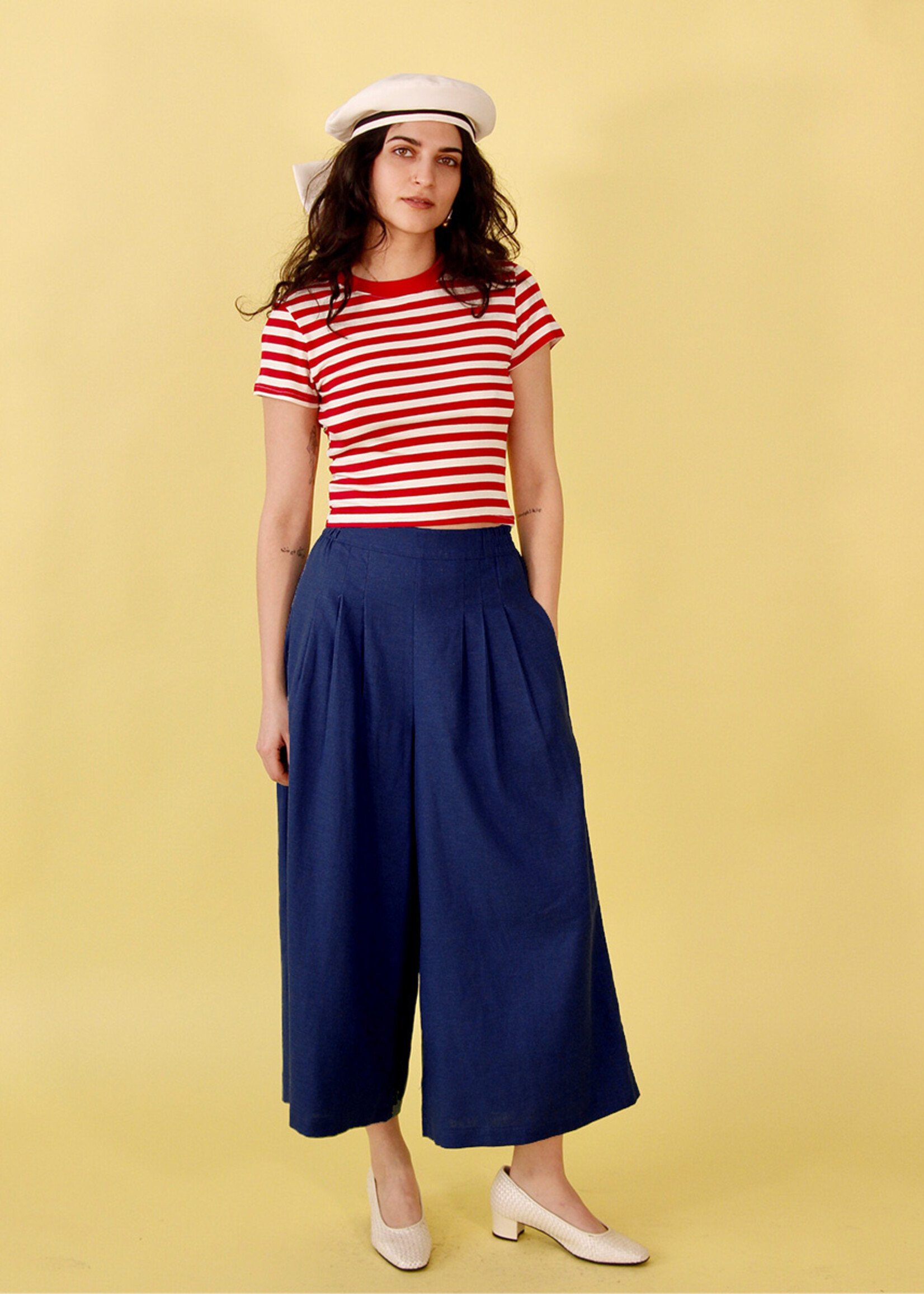 Studio Citizen Studio Citizen Palazzo Pants in Navy Blue Linen