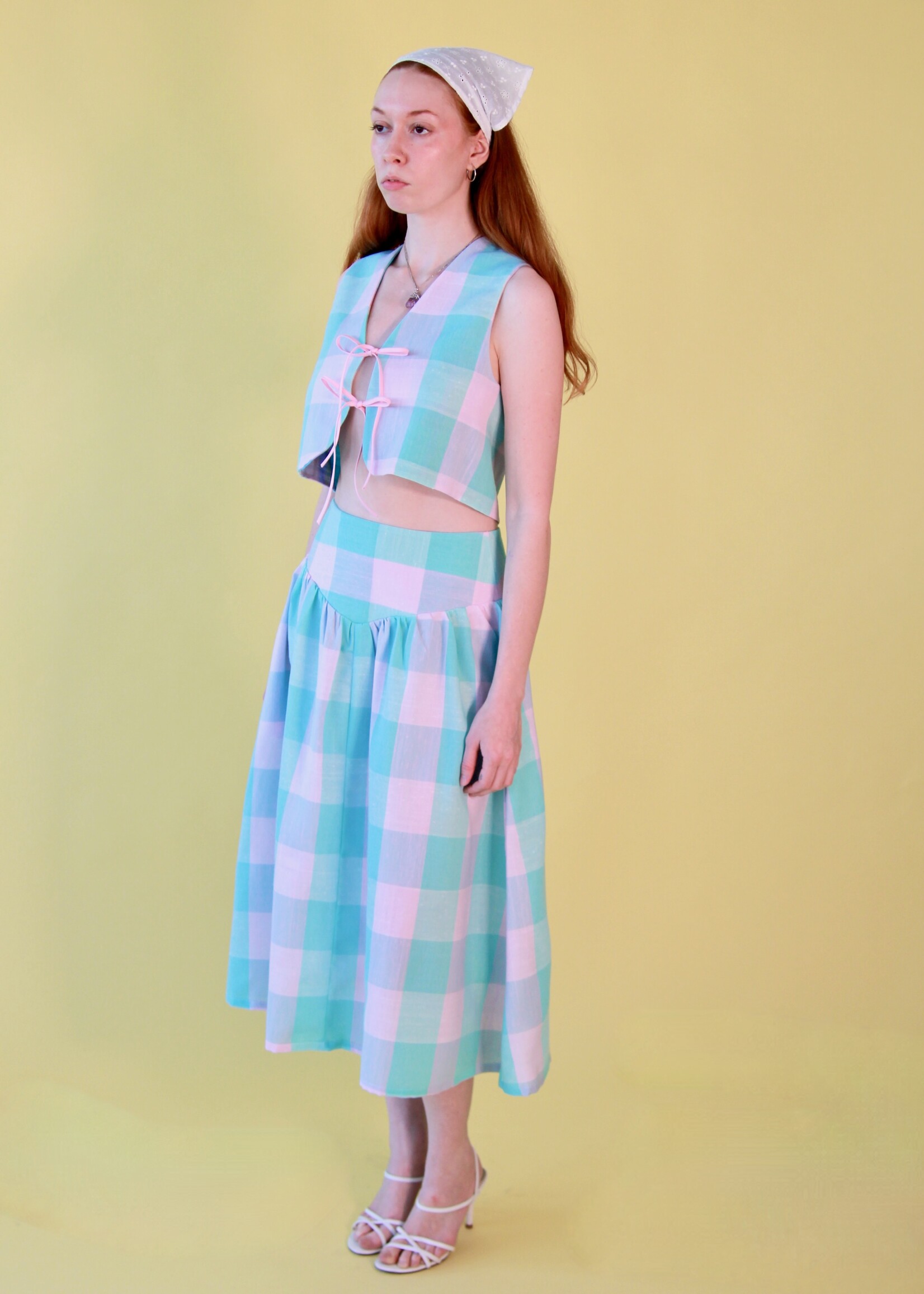 Studio Citizen Studio Citizen Maiden Skirt in Pink and Turquoise Check
